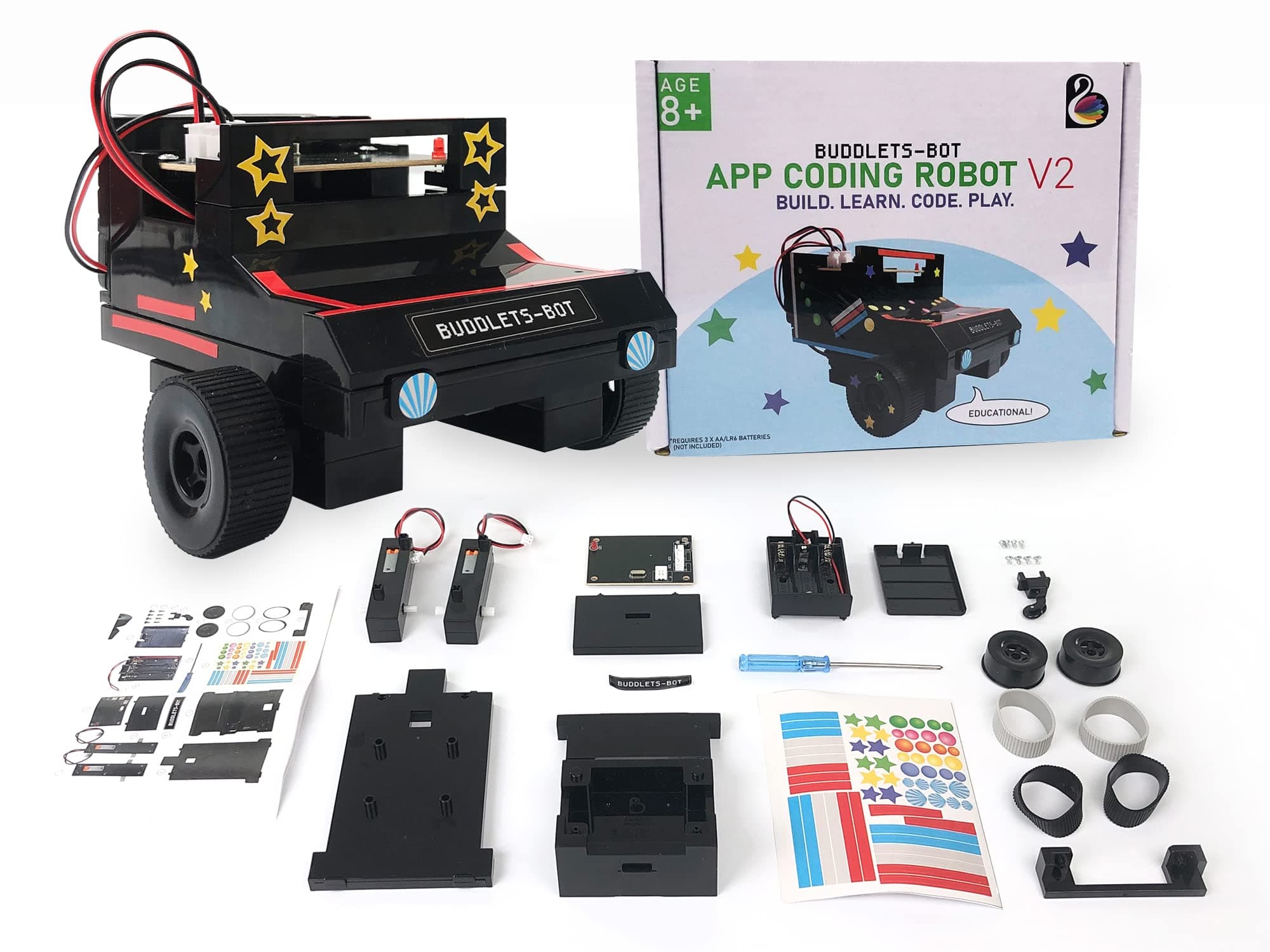 Bot Robot Toy Kit for Kids Ages 8-12 - STEM Coding Robotic Toy Car for Beginners - Engineering DIY Building Kit with Voice, Coding & App Controlled Robot (Black)