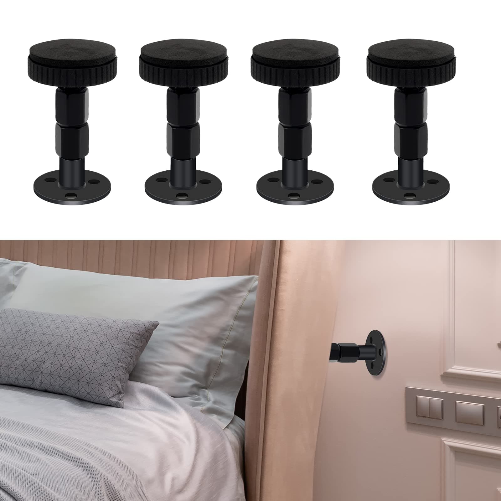 4Pcs Headboard Stoppers for Wall（(1.18-2.52In Adjustable)
