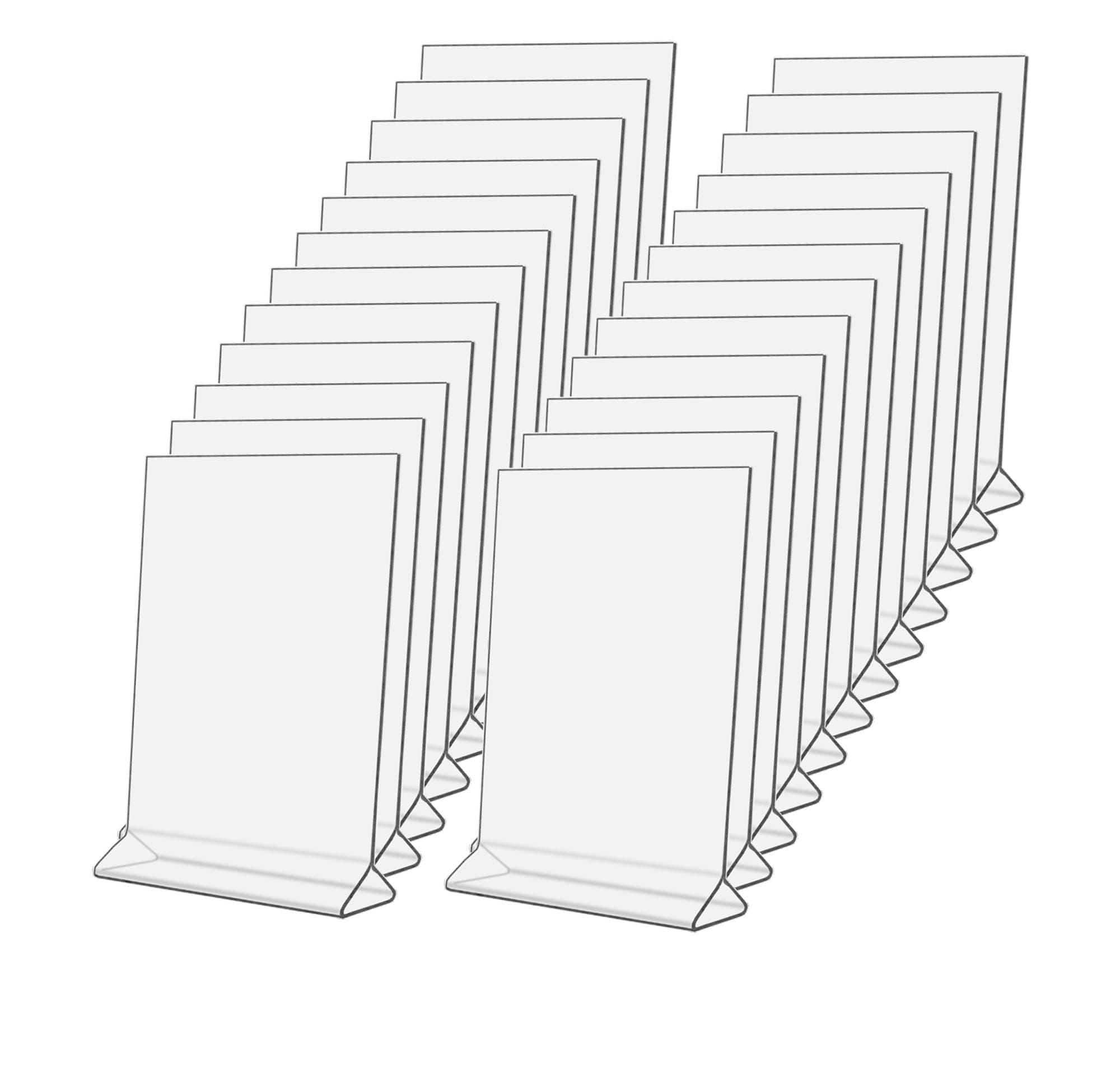 Marketing Holders 5"W x 7"H Vertical Table Tent Pack Of 24 Double Sided Literature Frames Menu Pricing Clearance Top Load Promotional Signage Retail Printed Material Picture Restaurants Graphics Flyer
