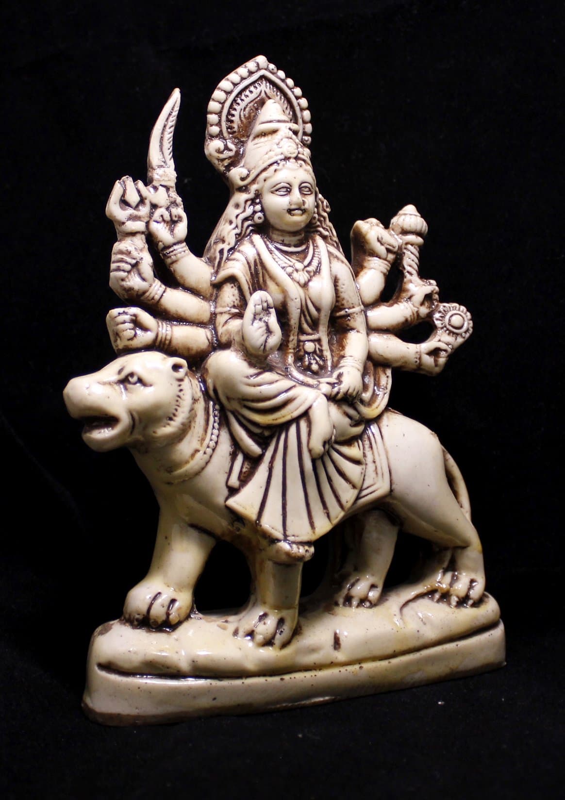 Krishna Mart India Hand Carved Meditating Hindu Goddess Durga Resin Idol Sculpture Statue Size 7"x5"