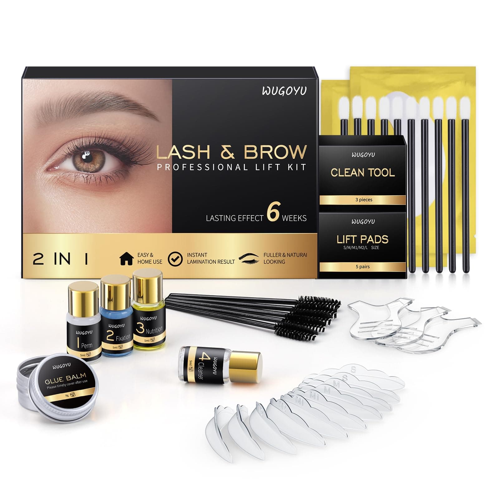Lash Lift Kit - Brow Lamination Kit, Eyebrow Lamination Kit, Professional Eyelash & Brow 2 IN 1 Perm Kit, Eyebrow lift Kit, Fuller & Thicker Brows Suitable for Salon & Home Use, Lasts For 4-6 Weeks