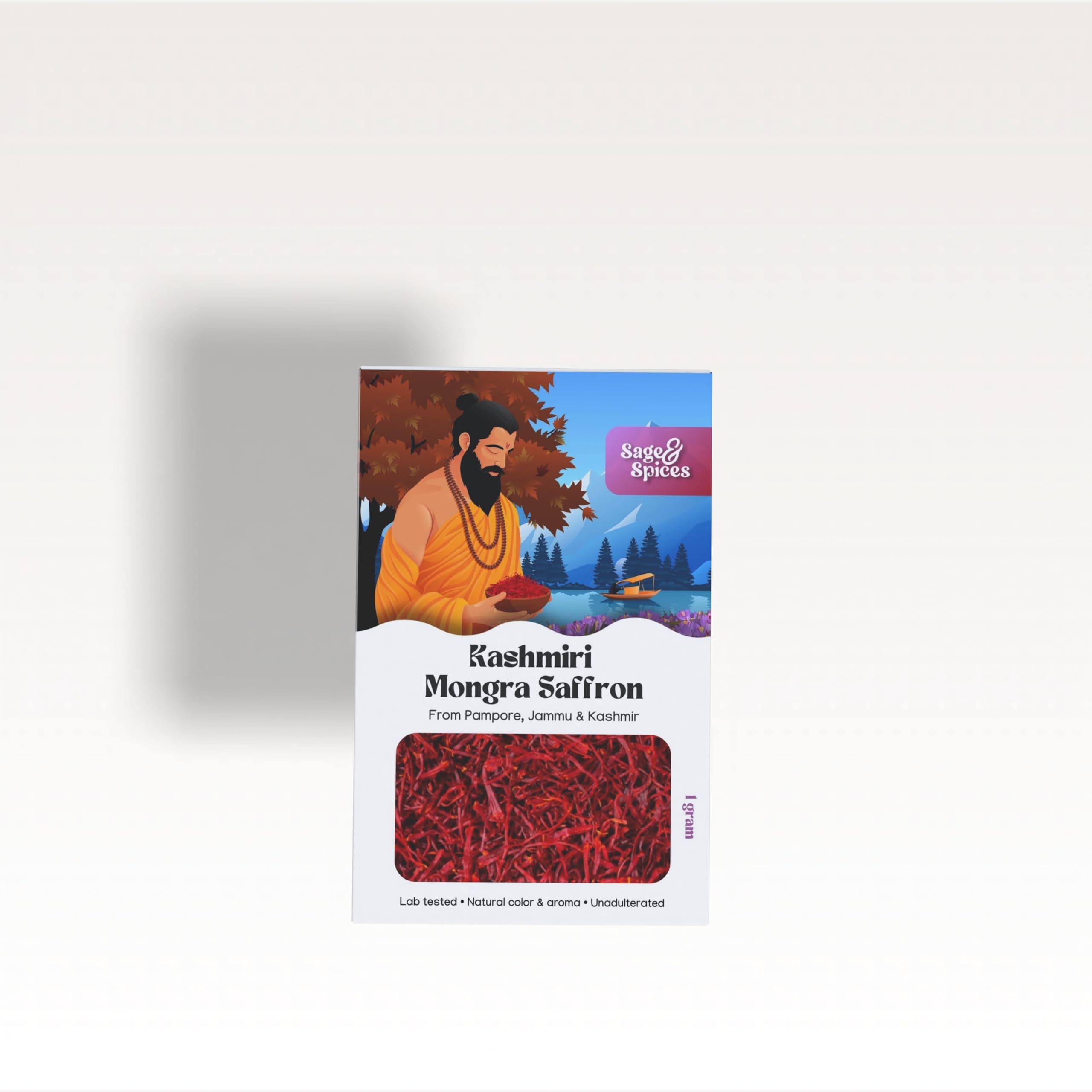 Sage and Spices Premium Kashmiri Saffron 1 Gram | 100% Pure & Natural | Lab-Tested with QR Code | Boosts Immunity, Enhances Mood & Supports Pregnancy | High Crocin for Rich Color & Aroma