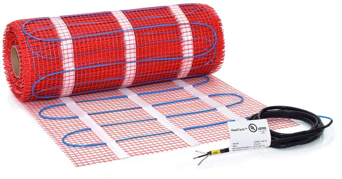 15 sqft HeatTech 120V Electric Radiant Floor Heating Mat for In Floor Heating, Under Tile Floor Heating - Heated Bathroom Floor, Ceramic Tile and Stone Heating - Heated Floor Mat