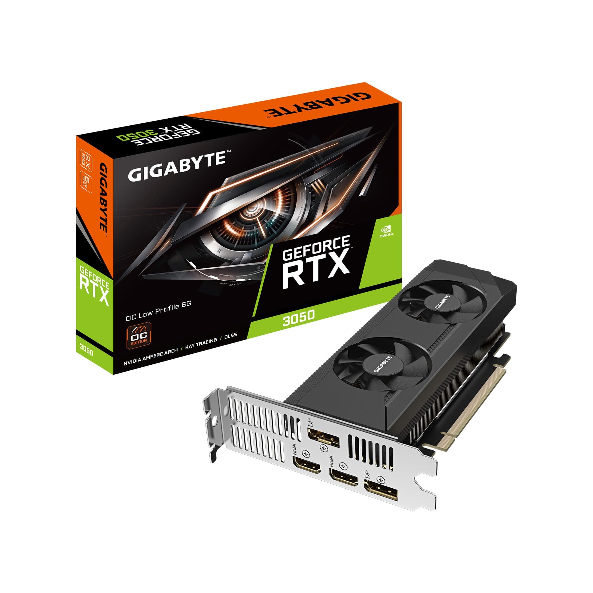 GIGABYTE GeForce RTX 3050 OC Low Profile 6G Graphics Card, 2X WINDFORCE Fans, 6GB GDDR6 96-bit GDDR6, GV-N3050OC-6GL Video Card