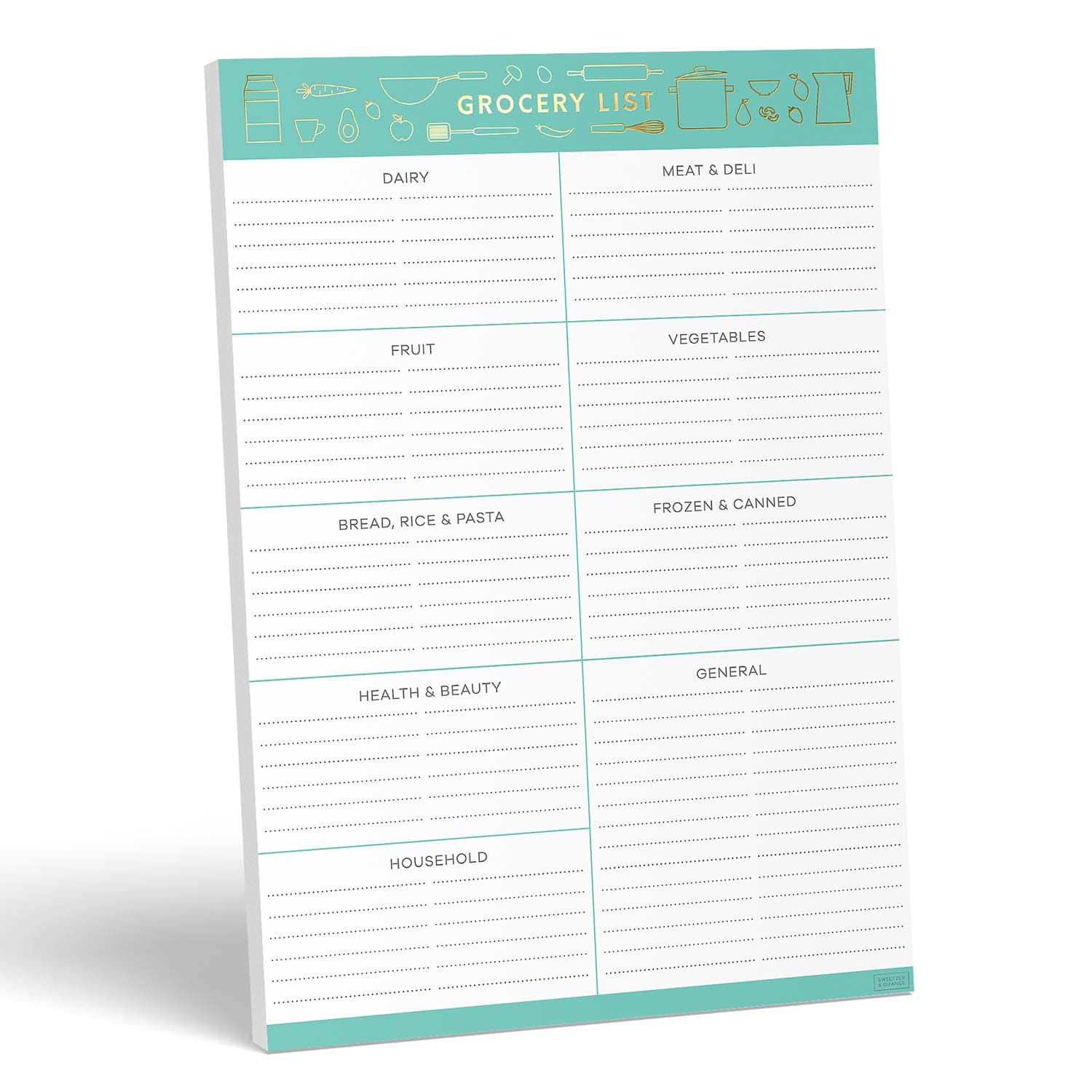 Sweetzer & Orange Grocery List Magnet Pad for Fridge. 7x10” Magnetic Notepad with Shopping List Categories and Blank Grocery Shopping Spaces. 52 Page All Out of Notepad Weekly Planner