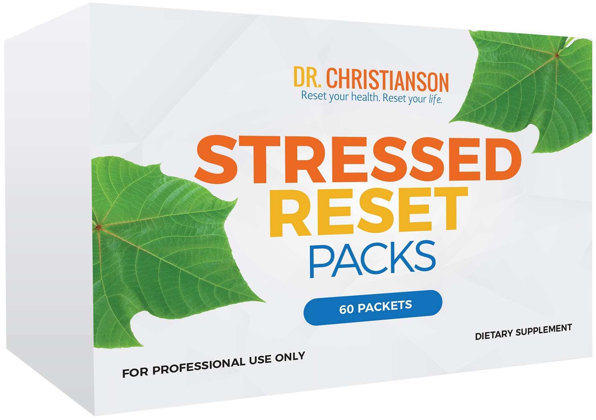Dr. Christianson Stressed Reset Packs - Adrenal Health Packets for Mood + Calm Support - Magnesium, GABA + Valerian - The Metabolism Reset Diet (60 Packets)