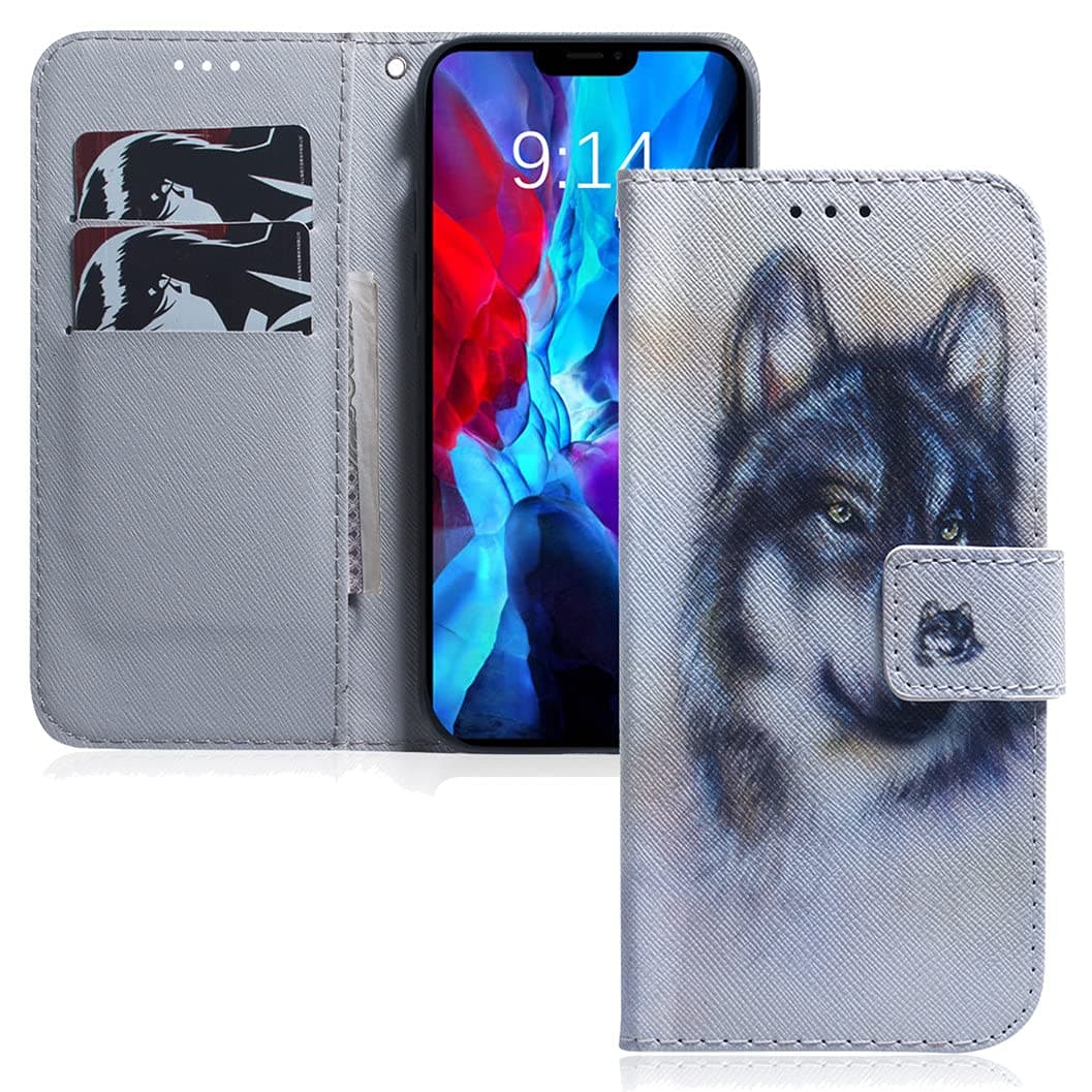 MRSTER Huawei Y5 2019 Case Durable Lightweight Classic Designed Flip Leather Wallet Case Fit Best Mobile Cellphone Case Protective Back Cover For Huawei Y5 2019 / Honor 8S. EF PU- White Wolf