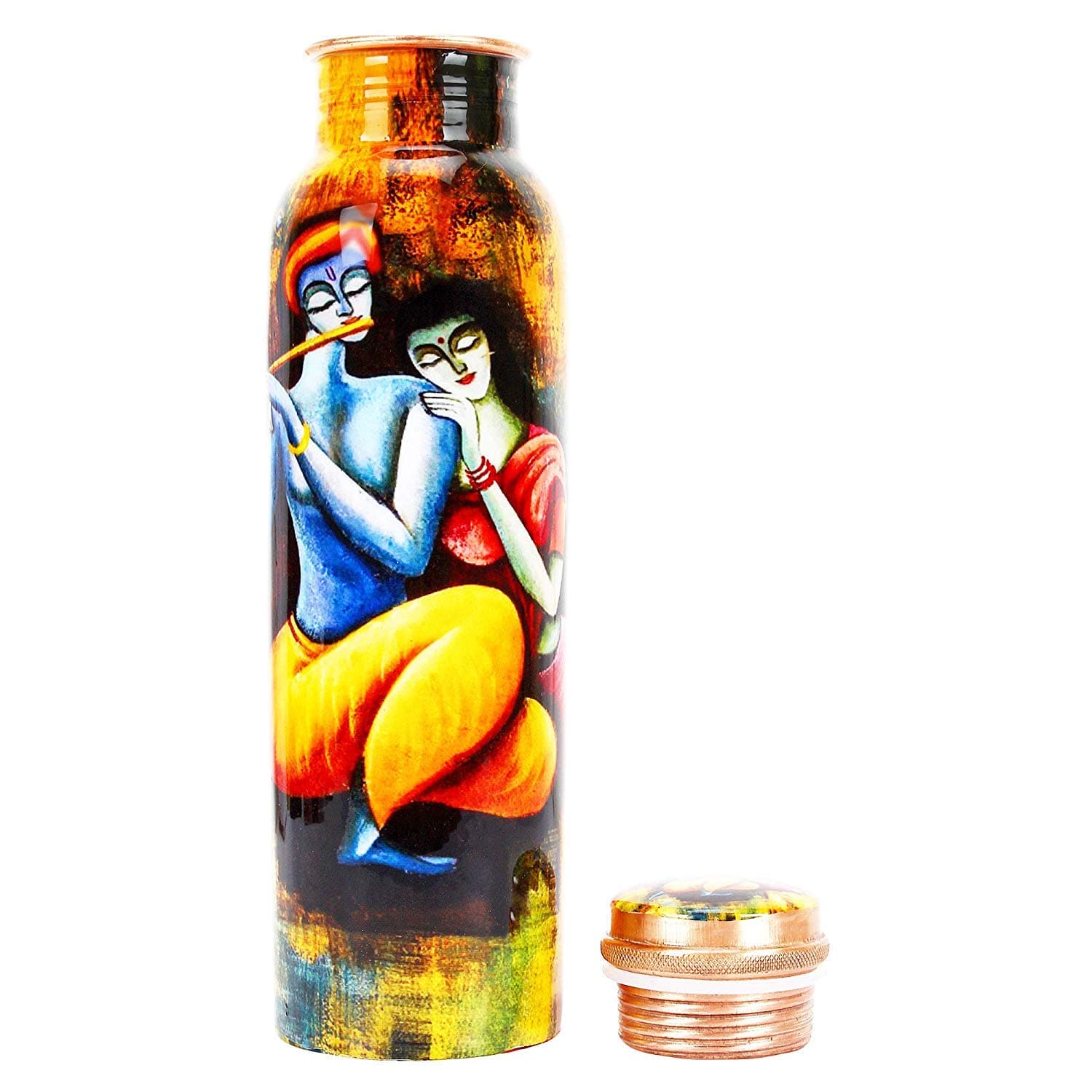 Golden Valley Radha Krishna Printed Pure Copper Water Bottle 1000 ml