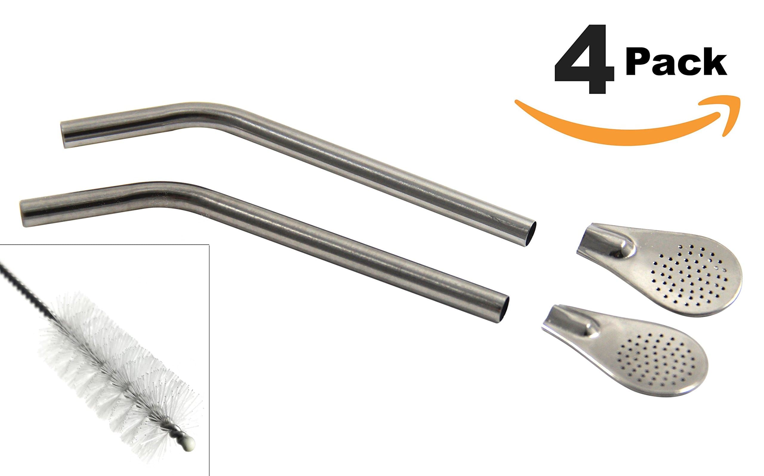 Steelution: Bombilla Filter Straw for Yerba Mate, Loose Tea, with Easy-clean Filter and Straw Cleaner *Ships in Non-plastic Packaging* (4)