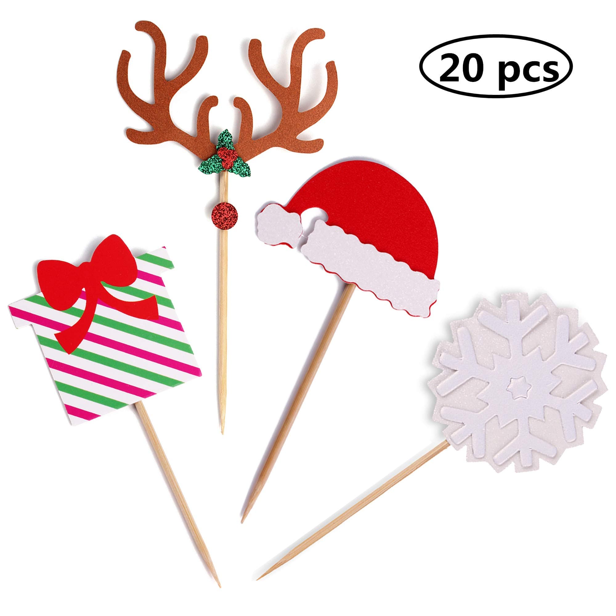 Suntop Set of 20 Christmas Cupcake Toppers Picks Party Decoration Supplies