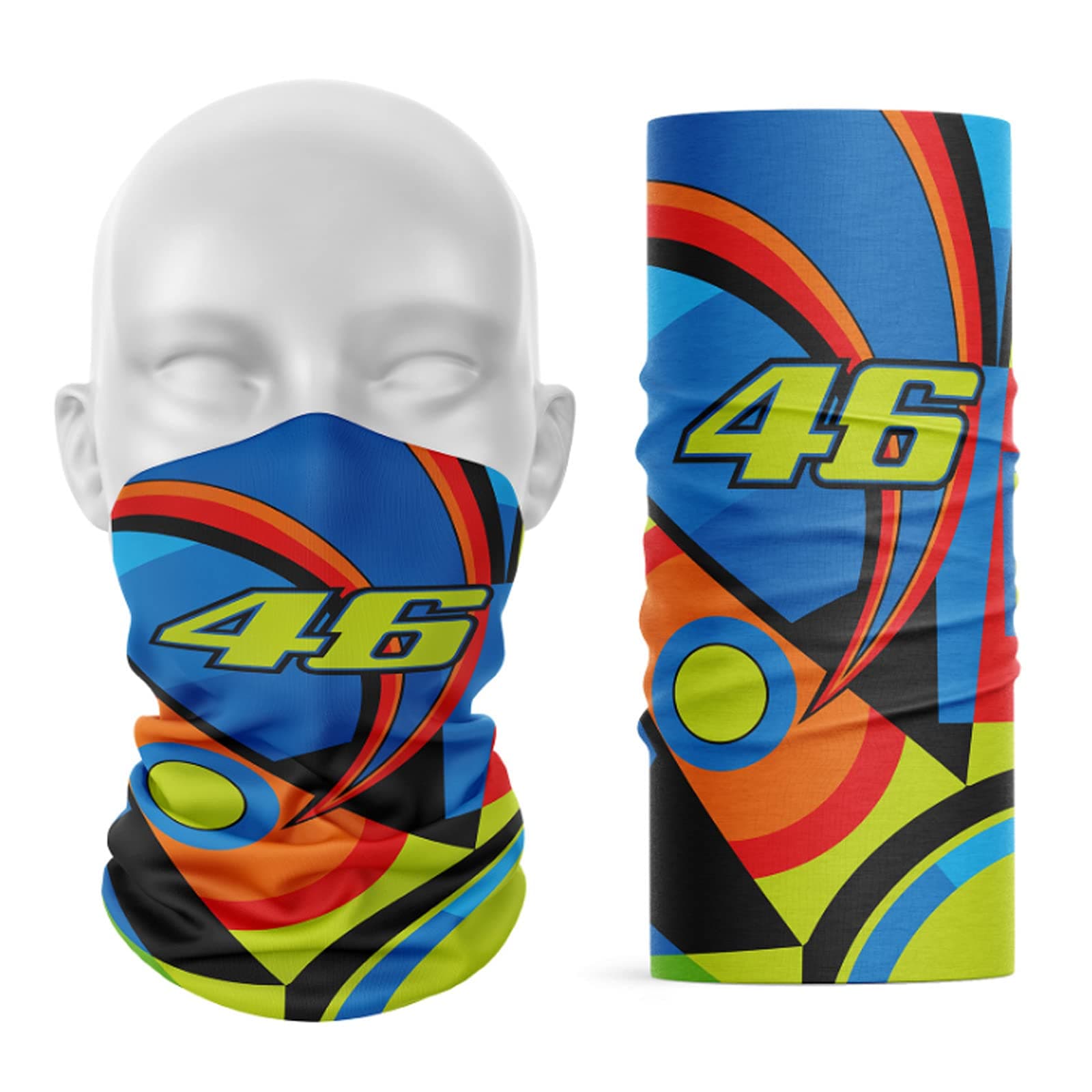 1pcs Motorcycle Face Mask VR46 Valentino Rossi MotoGP Neck Gaiter Shield Scarf Bandana Seamless UV Protection (D)