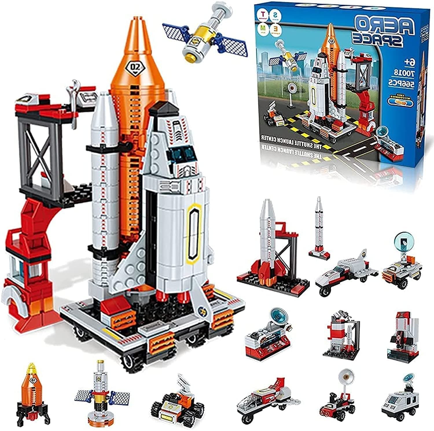 Space Exploration Shuttle Toys, 12-in-1 STEM Aerospace Building Kit Toy with Heavy Transport Rocket and Launcher Best Gifts for 6-12 Year Old Kids (566 Pieces)