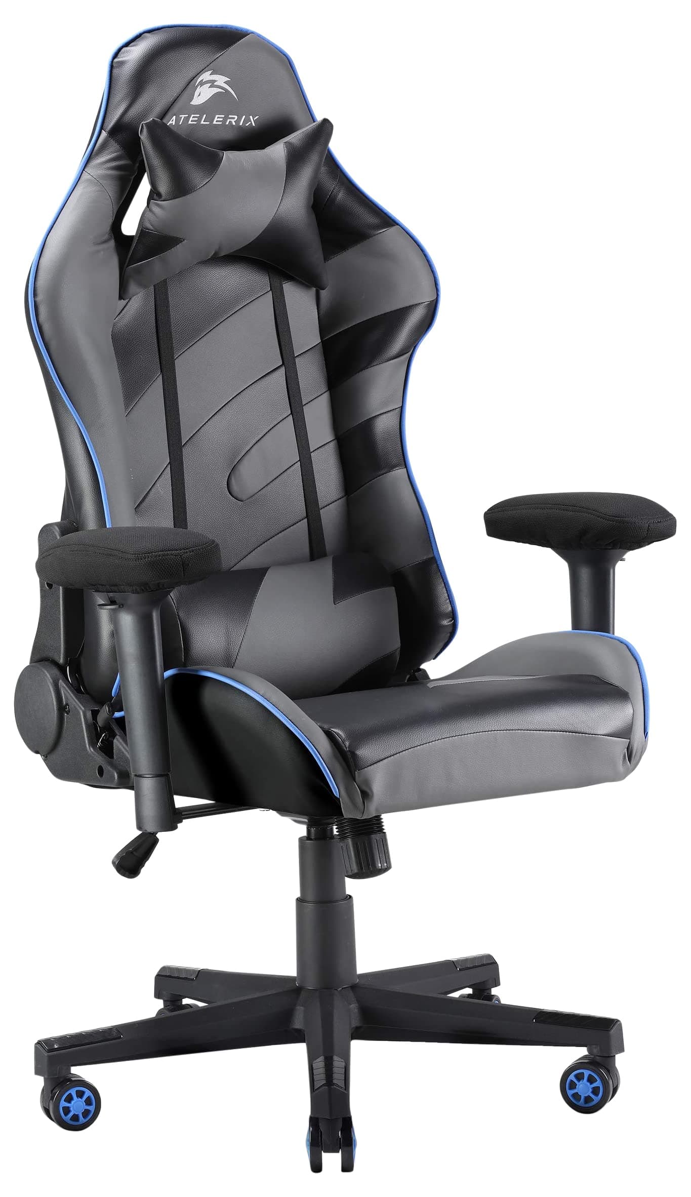 Atelerix Ventris Gaming Chair - PU Leather, Fabric, & Extra Wide Options - Office or Computer Chair - Tilting & Ergonomic Adjustable Swivel Game Chair w/ 4D Covered Armrests, Headrest & Lumbar Support