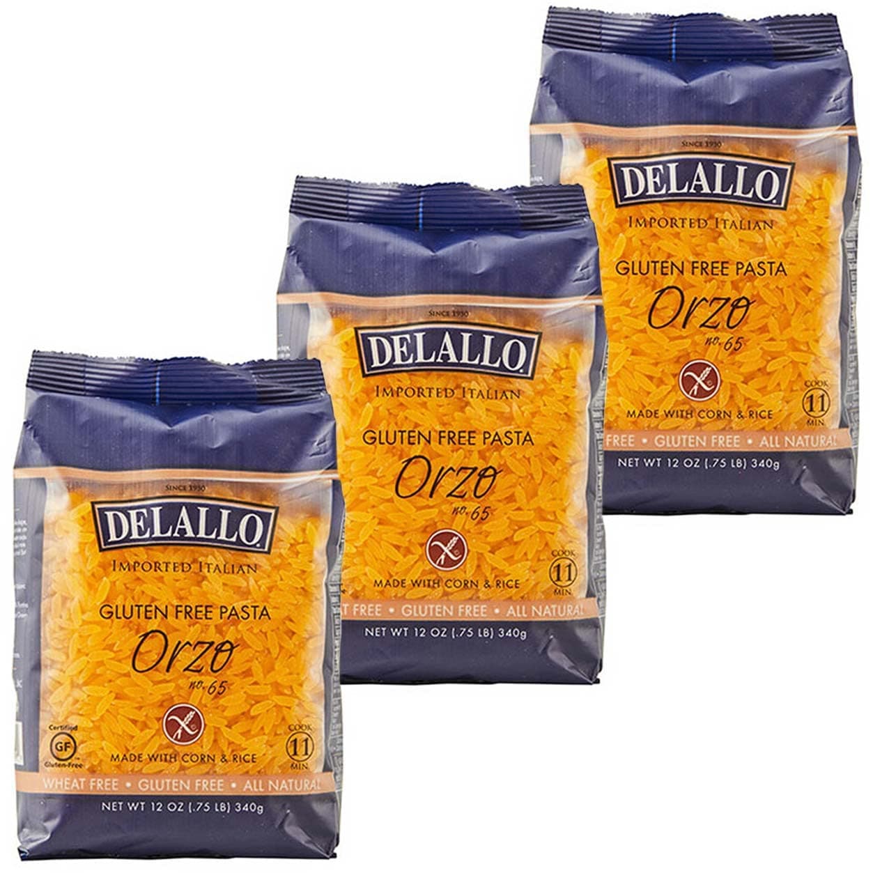 Delallo Pasta Gf Crn&Rce Orzo 12 Oz