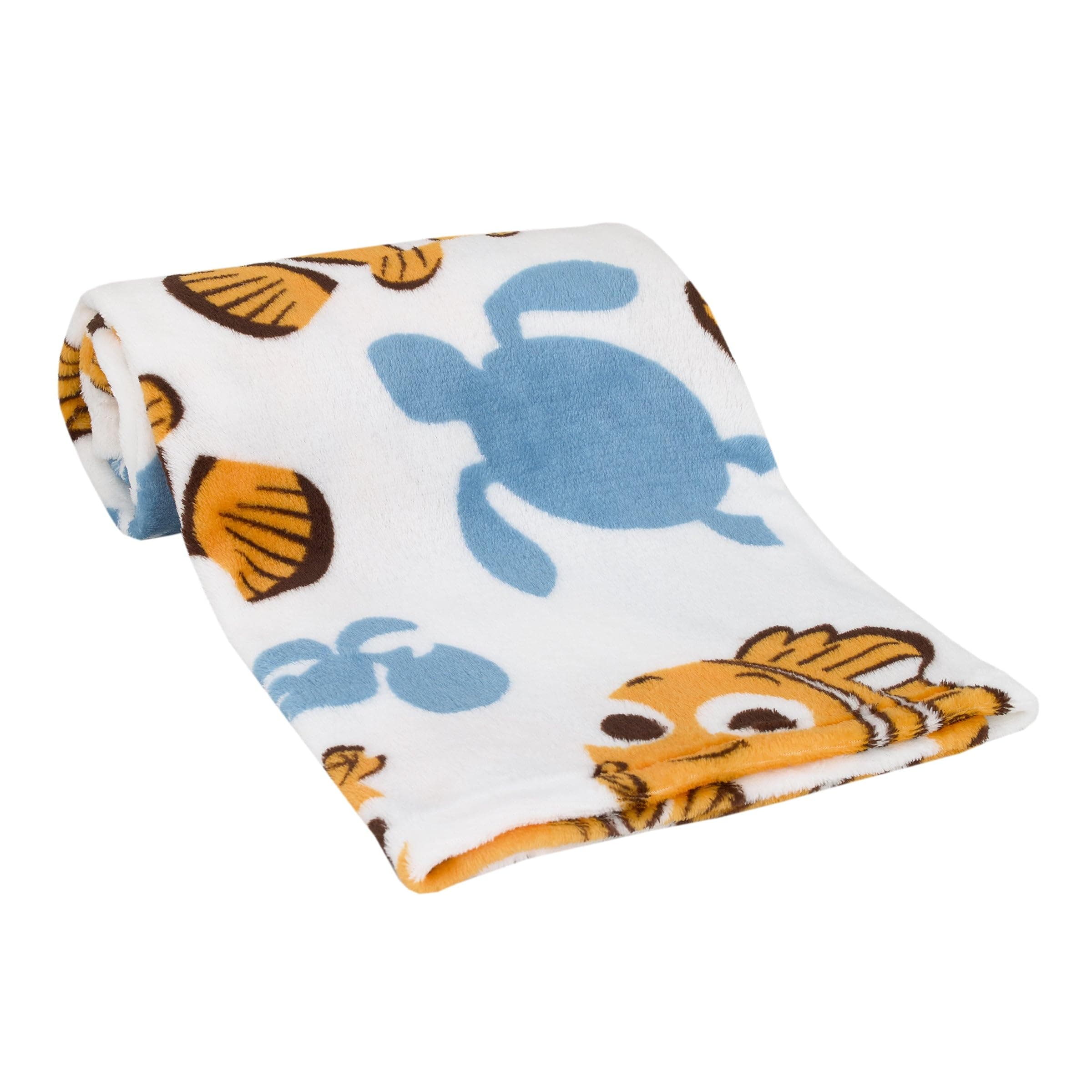 Disney Finding Nemo Orange, Aqua & White crush & Squirt Turtle Super Soft Baby Blanket, Orange, Aqua, White