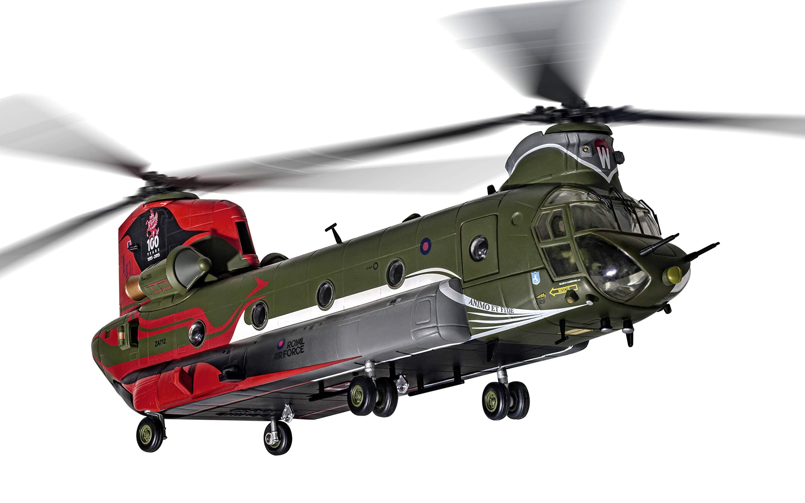 Diecast Boeing Chinook Hc.4 Raf No.18 100 Years 1:72 Military Helicopter Display Model Aa34215