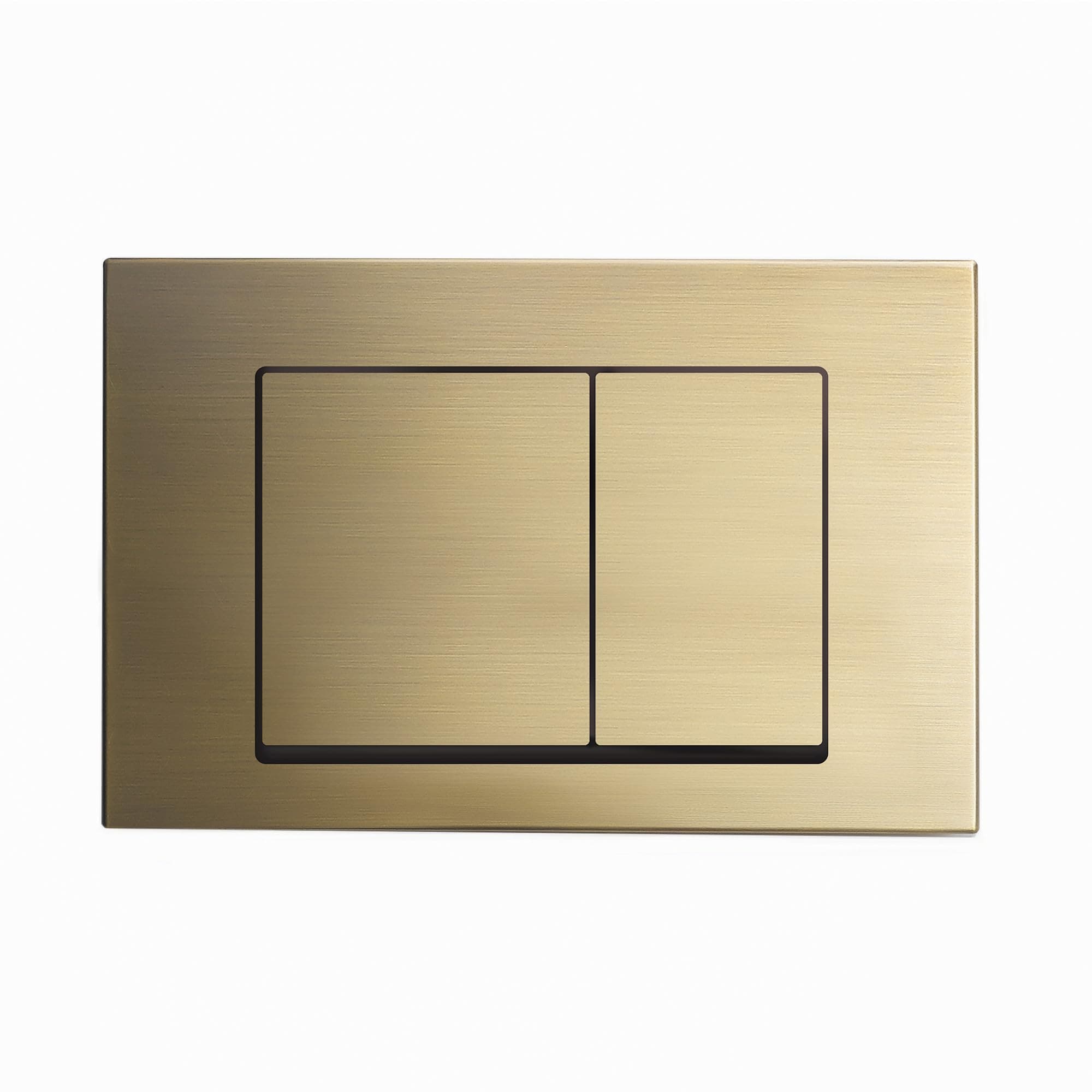 Well Made Forever Wall Mount Dual Flush Actuator Plate with Square Push Buttons in Brushed Brass (SM-WC002Z)