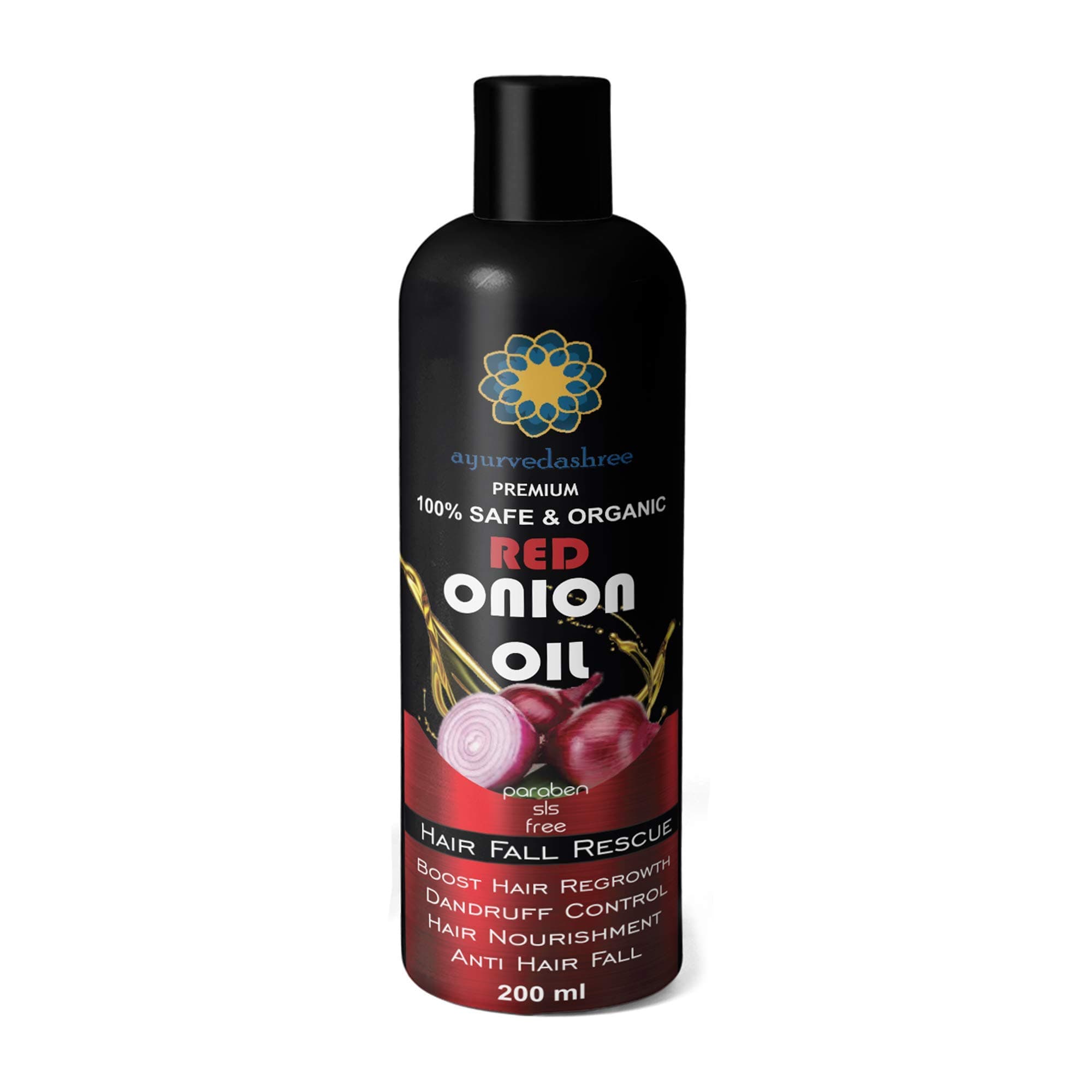 Red Onion Hair Oil For Hair Regrowth & Hair Fall with Black Seed Onion Oil, Pure Argan Oil, Sandalwood Oil, Rose Oil - Organic- Intensive Hair Fall Dandruff Treatment- 200 Ml 6.7 fl oz