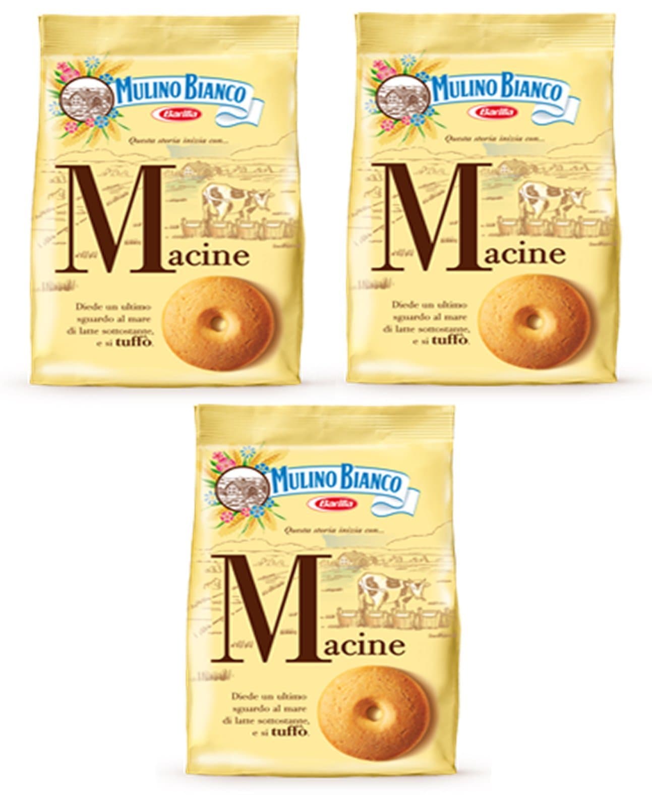 Mulino Bianco:"Macine" Shortbread cookies Cream - 14.1 Oz (400g) Pack of 3 [ Italian Import ]