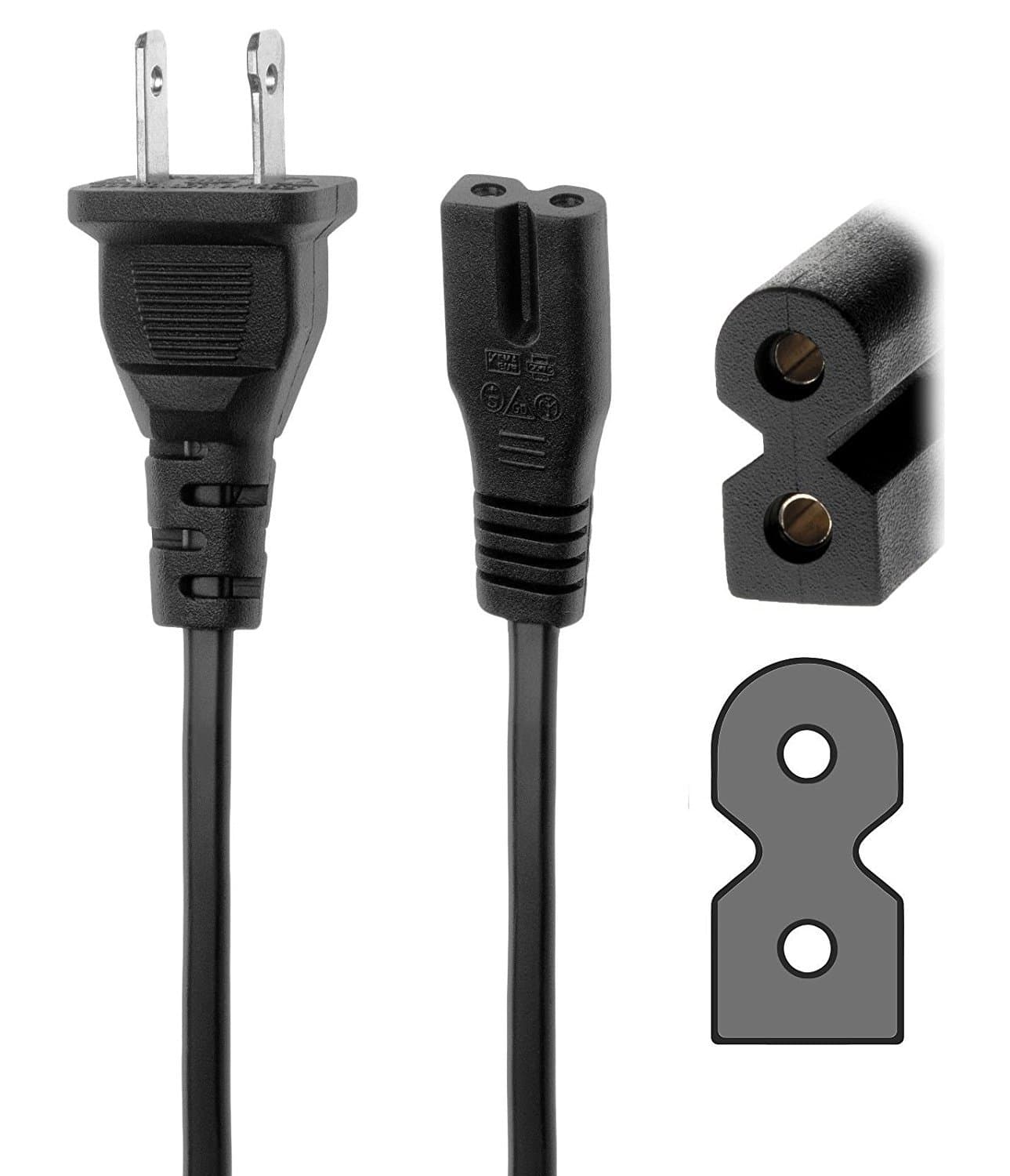 ExpressUSA TM. VOLEX Ac Power Cord 6 FT ME301P to VAC7PS E62405SP 125V (Square-Round Connecter)