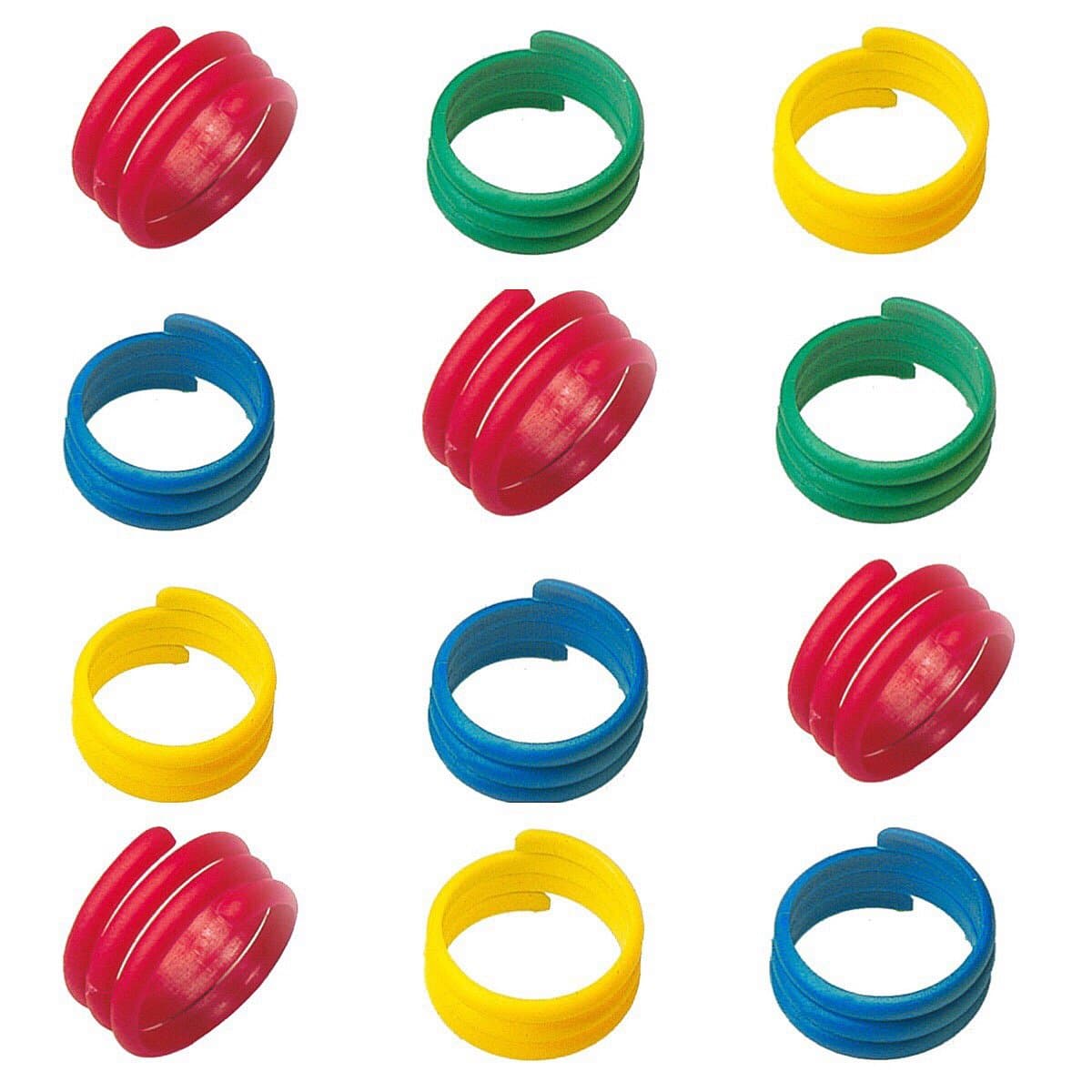 Moondown Farm Spiral Leg Rings 50 Pack 18mm in 4 Colours Bands for Poultry, Chickens, Game etc