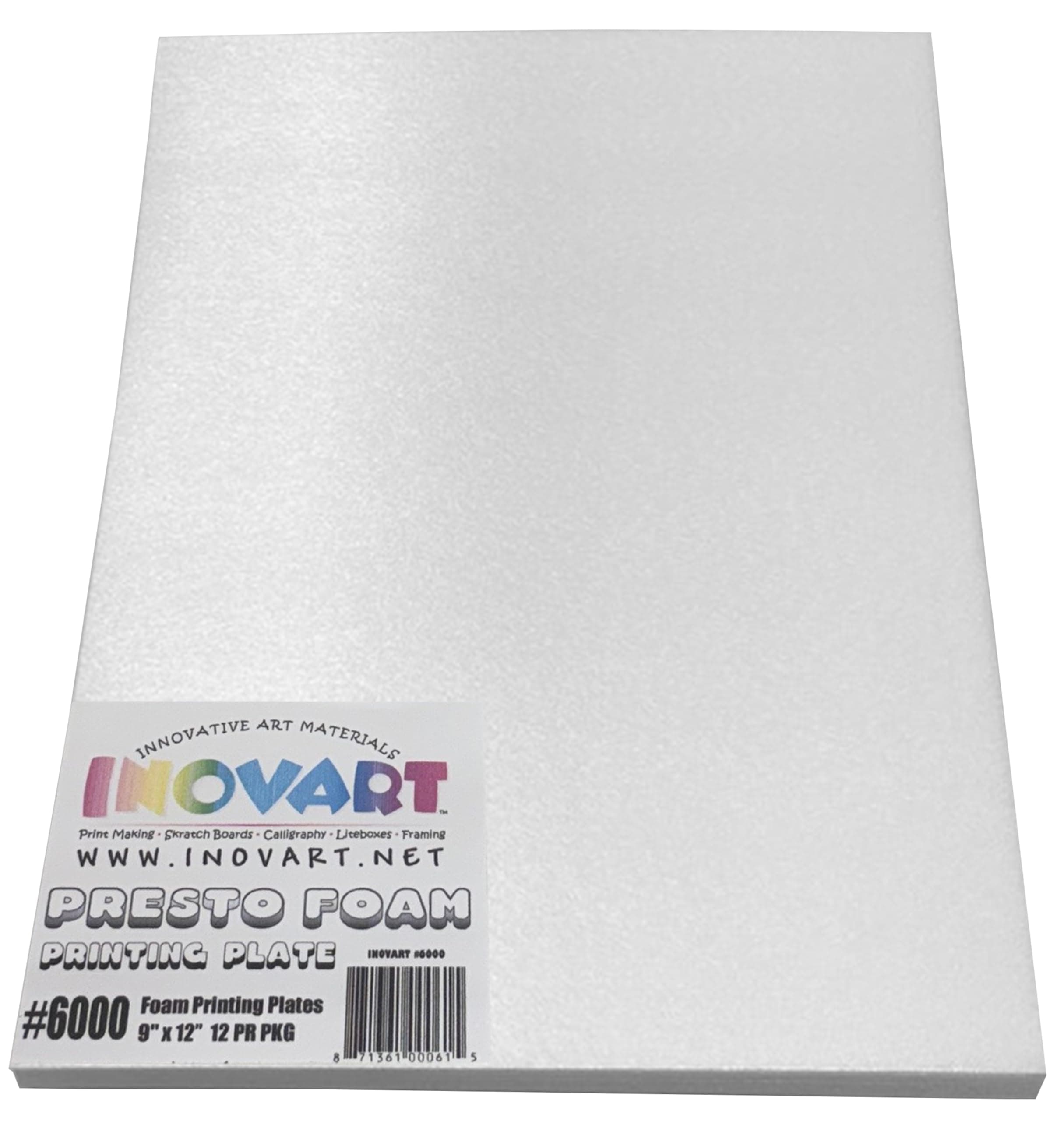 INOVART Presto Foam Printing Plates, 9"x12", 12 Sheets - Art & Craft Sheets - Kid - Includes 12 Foam Sheets
