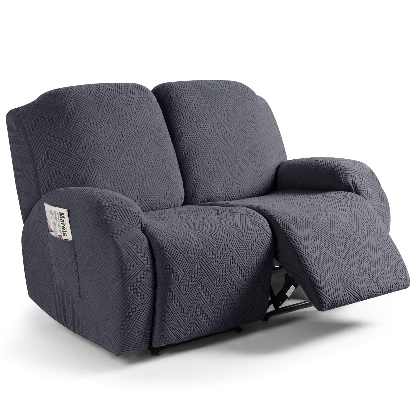 Ruaozz Recliner Loveseat Covers 2 Seater, Dark Gray