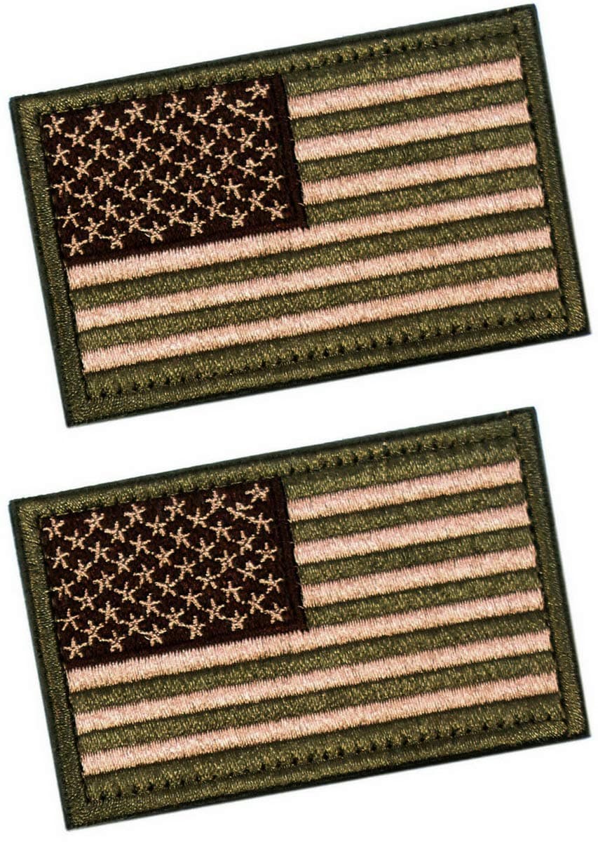 Tactical Patches of USA US American Flag, with Hook and Loop for Backpacks Caps Hats Jackets Pants, Military Army Uniform Emblems, Size 3x2 Inches, Pack of 2