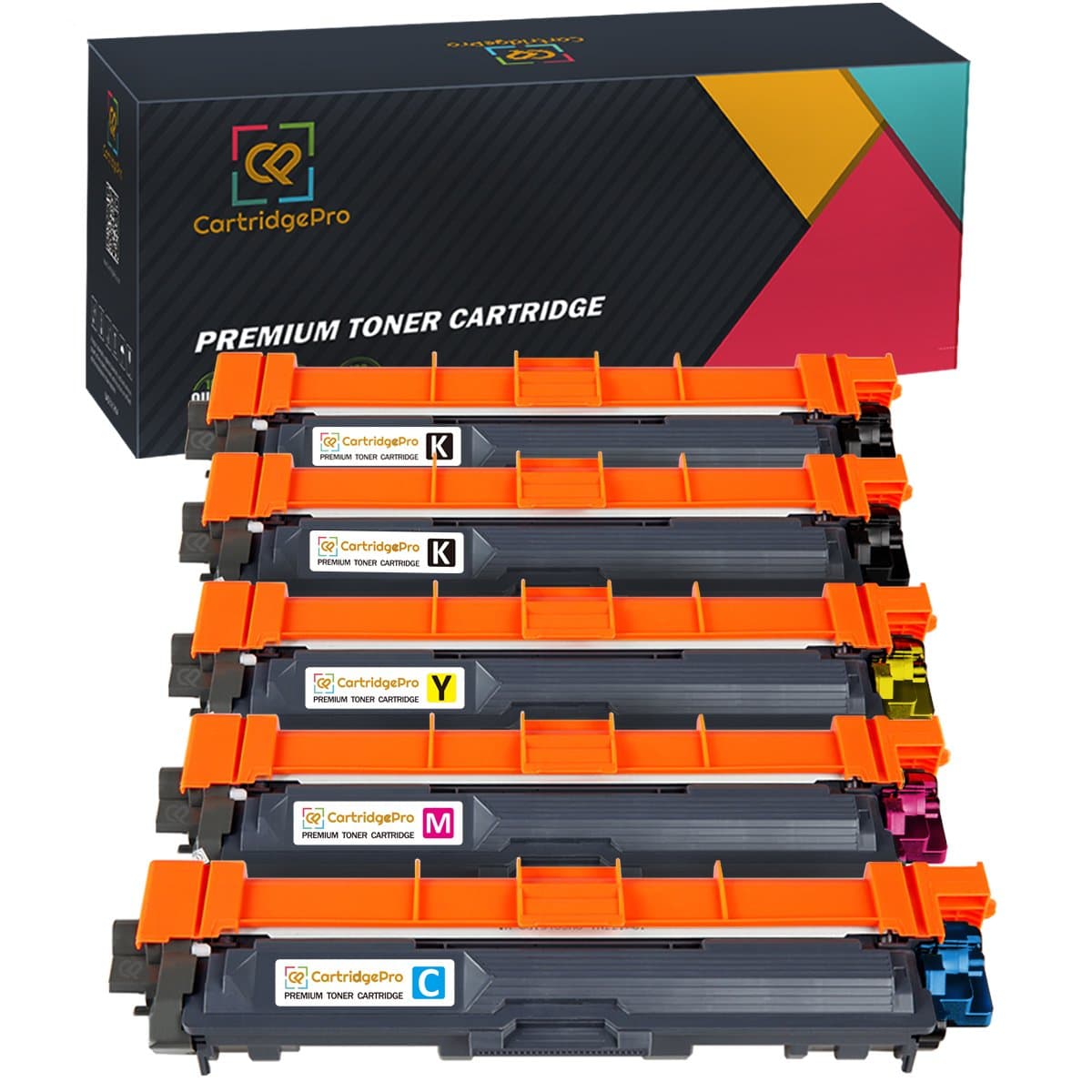 5-Pack CartridgePro Replacement for Brother TN221 TN225 TN221BK TN225C TN225M TN225Y Toner Cartridge Color Set for DCP-9020CDN HL-3140CW HL-3150CDN HL-3170CDW [Black Cyan Magenta Yellow]