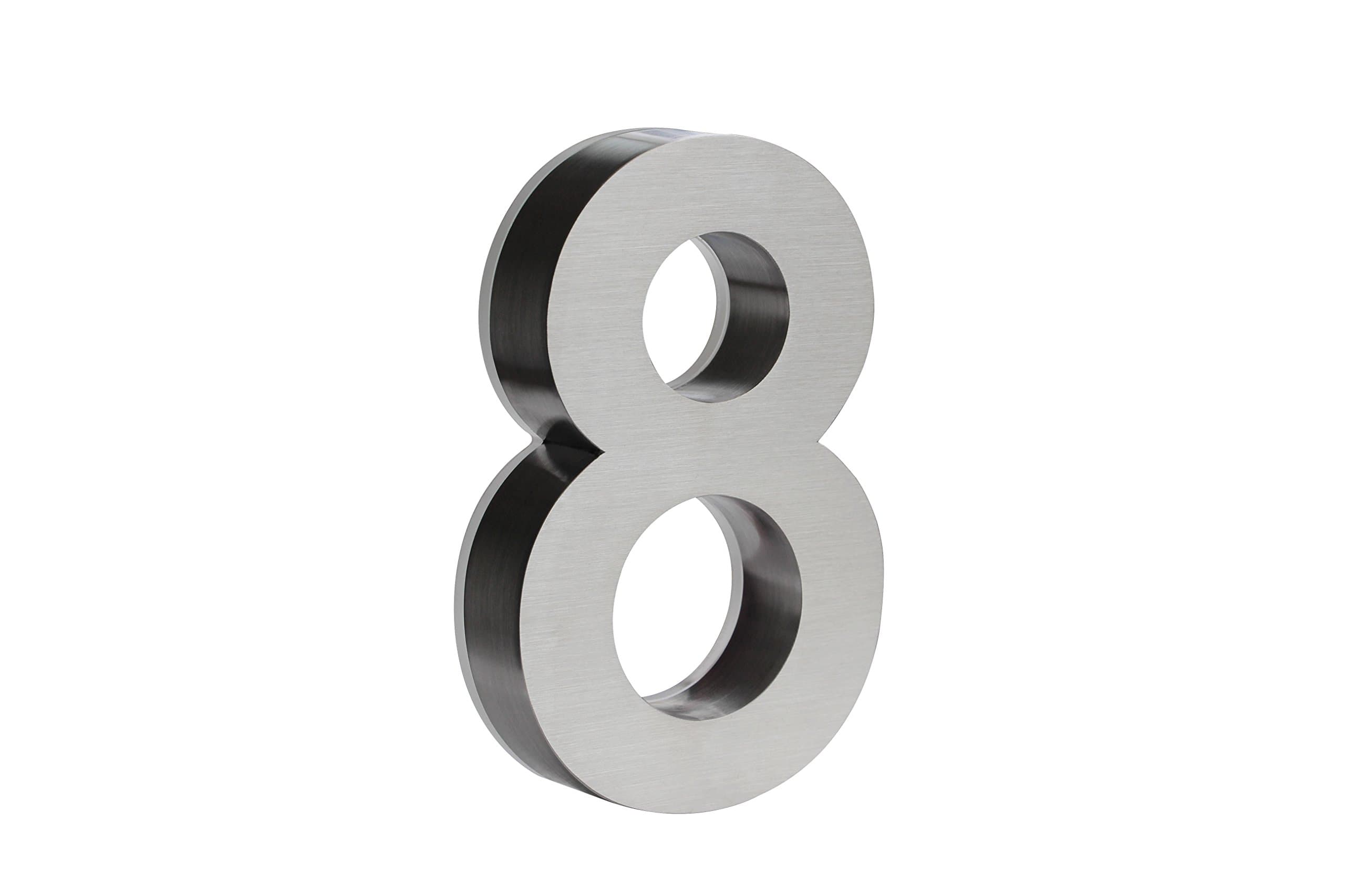8 Inch House Numbers LED, Modern Address Signs for Homes | Soft, Exterior Glow | Black OR Stainless-Steel Weather Resistant, Durable, Wired | by JELSCO (8, Arial Stainless)