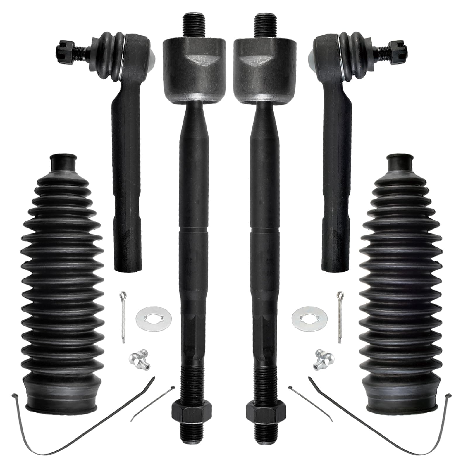 ASTARPRO - Front 6pc Suspension Kit for 04-06 Lexus RX330, 07-09 RX350, 04-07 Toyota Highlander, 4 Tie Rods 2 Boots + Bellows 2004 2005 2006 2007 2008 2009 Replacement