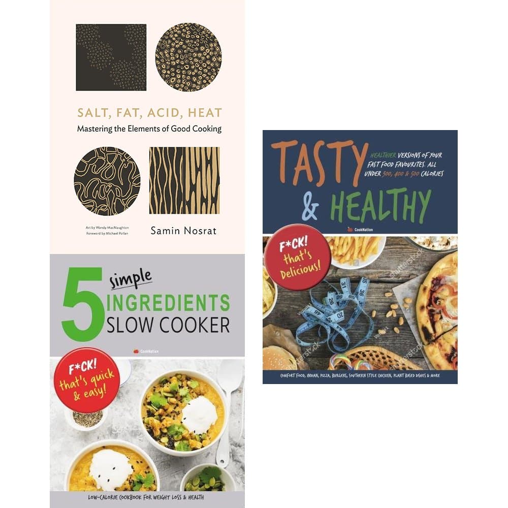 Salt fat acid heat [hardcover], 5 simple ingredients slow cooker and tasty & healthy 3 books collection set Paperback