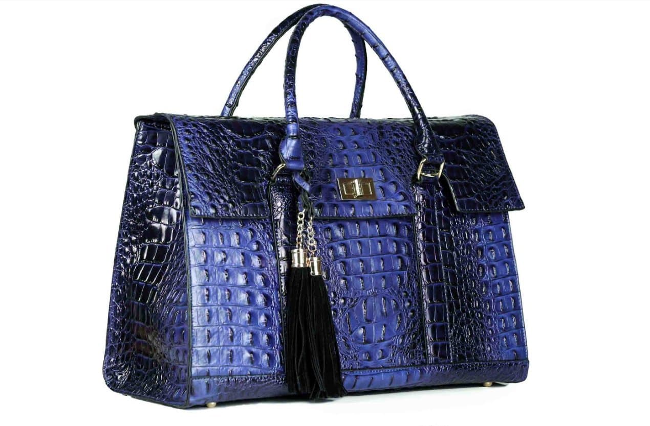 16" Stylish Luxury Faux Leather Laptop / Ipad / Tablet Handbag Shoulder Bag Women's Executive Fashion Briefcase Handbag - "Savannah Heritage" Limited Edition (Royal Blue)