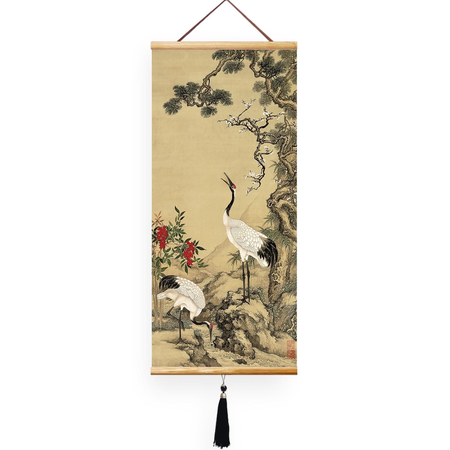 EAPEY Prints Chinese Scroll Hanging Japanese Wall Art Fengshui Painting Decor Ancient Paintings Replica