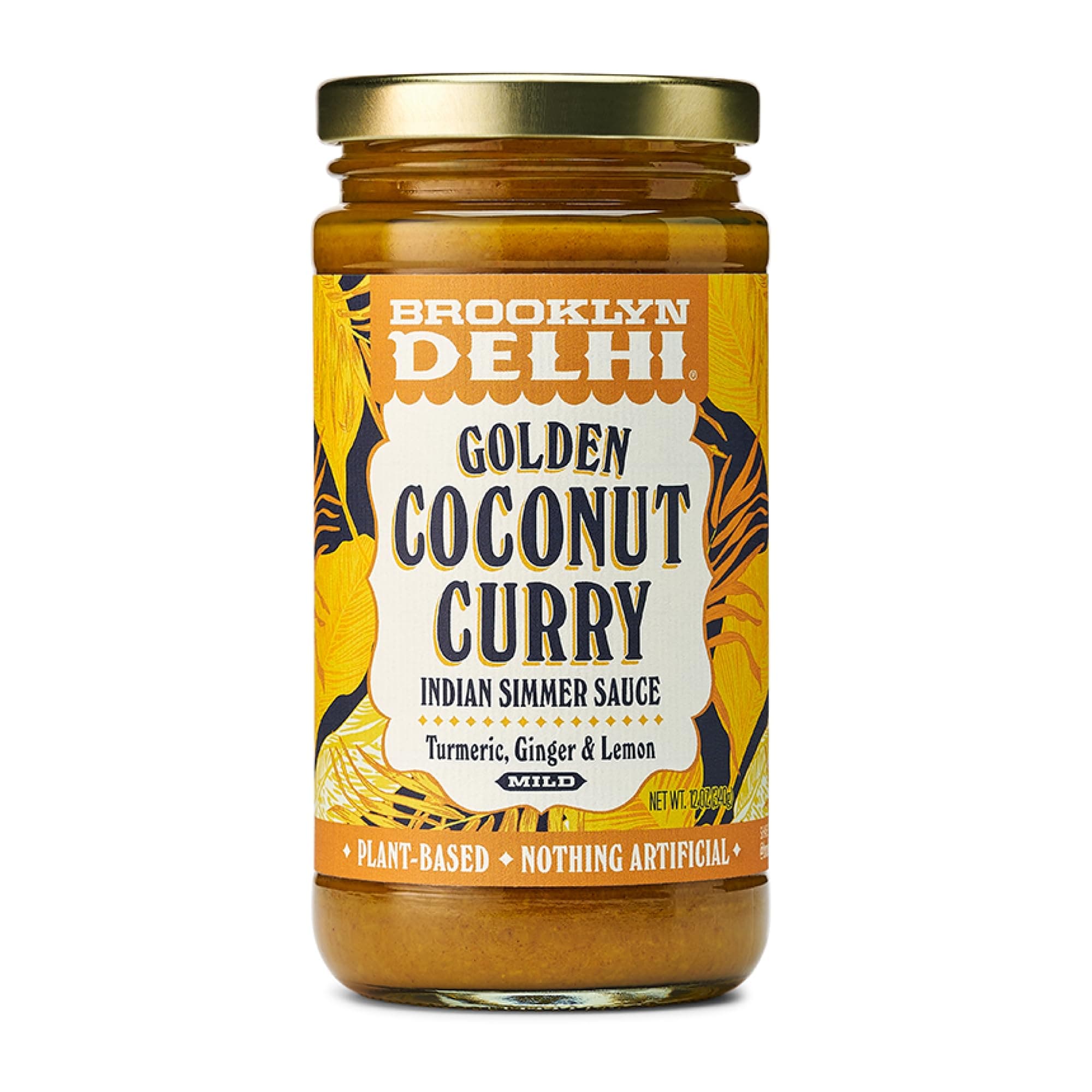 Golden Coconut Curry - Indian Simmer Sauce with Turmeric, Ginger, Lemon, & Coriander - 12 Ounces - Mild Enough for a kid, Flavorful Enough for a Foodie - Vegan - No Artificial Additives