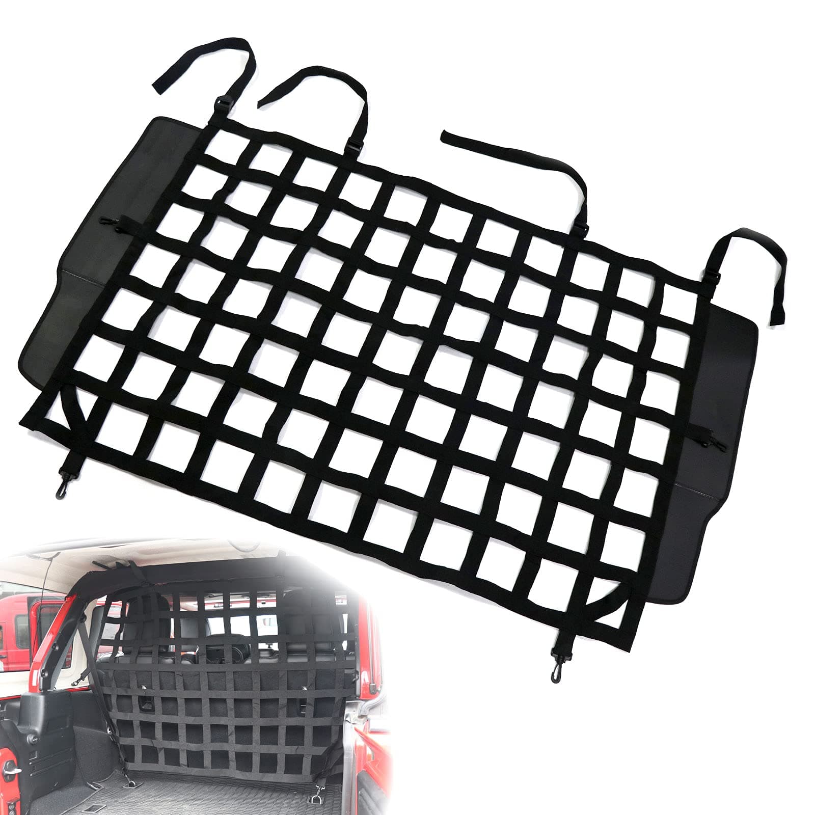 Cartaoo Vehicle Pet Barrier,Rear Seat Isolation Mesh Cargo Net Back Dog Seat Divider for Jeep Wrangler. Compatible with JK JL 2007-2021 and Gladiator Rubicon Unlimited JT Accessories