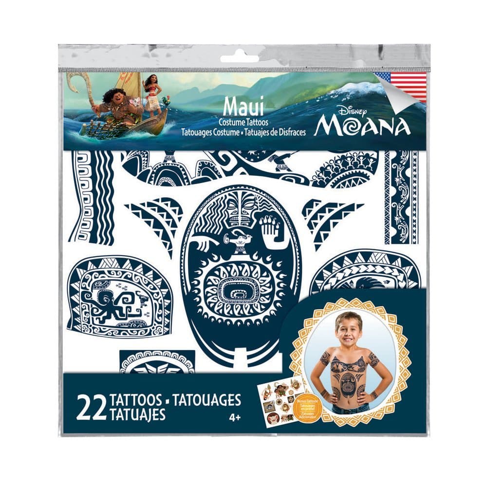 Disney Moana Maui Tattoos - 22 Assorted Temporary Tattoos