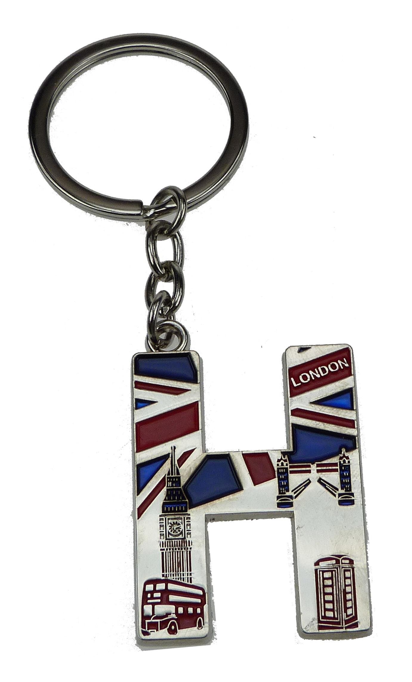 London Landmark Souvenir Alphabet Letters Name Sign Metal Key Ring Chain - A to Z (H)