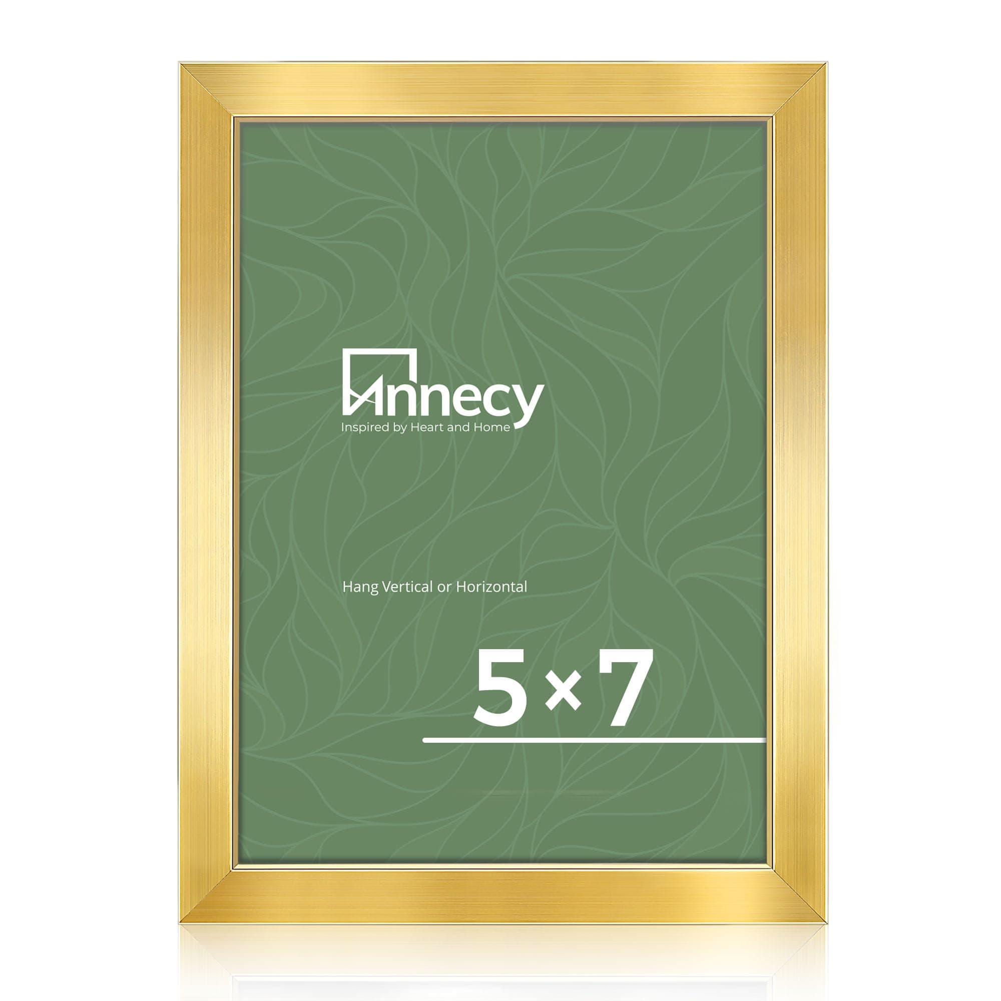 Annecy 5x7 Picture Frame Gold（1 Pack）, 5x7 Picture Frame for Wall or Desktop Decoration, Classic Gold Minimalist Style Suitable for Decorating Houses, Offices, Hotels
