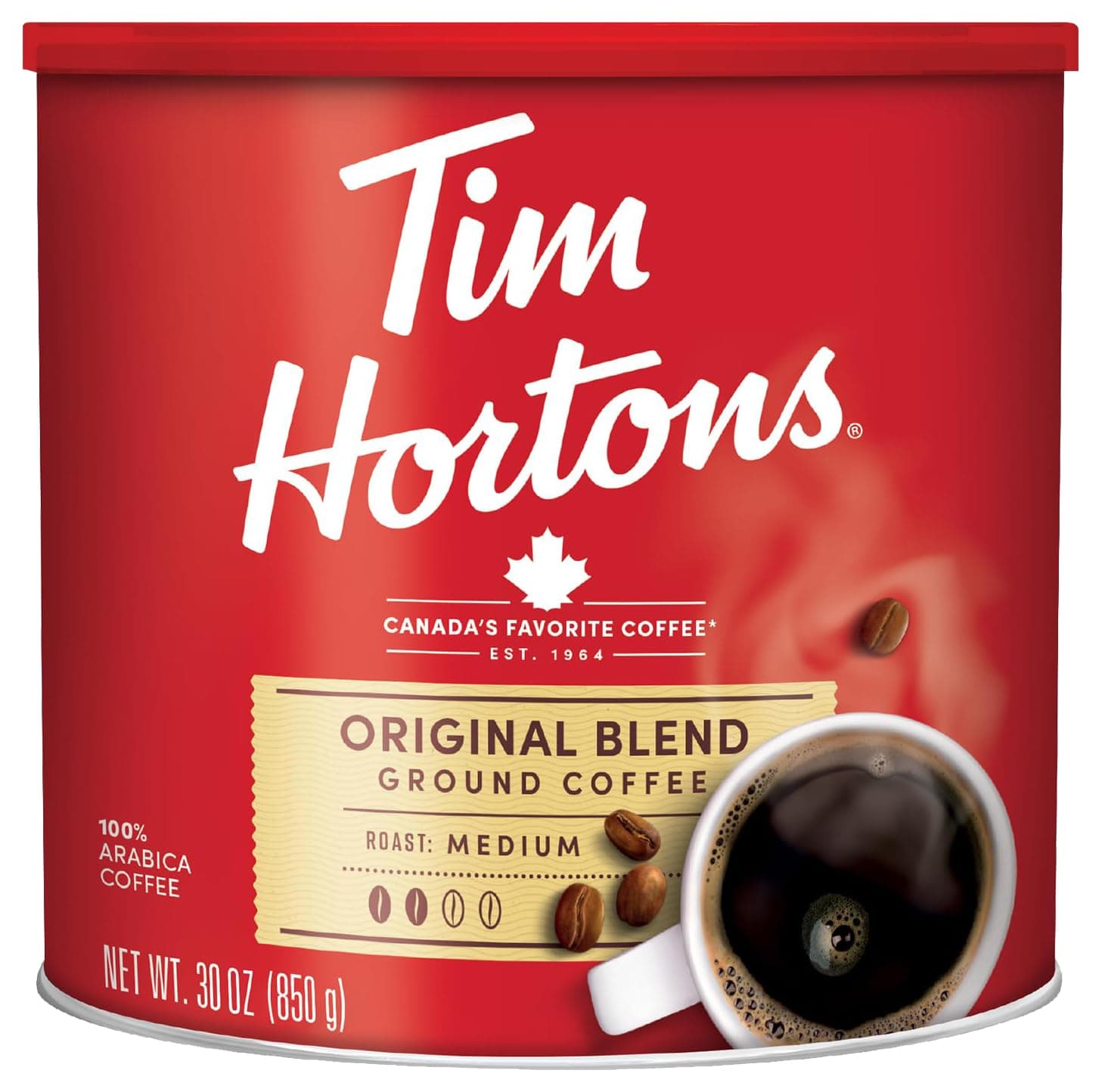 Tim Hortons Original Blend 100% Arabica Ground Coffee Canister 30oz