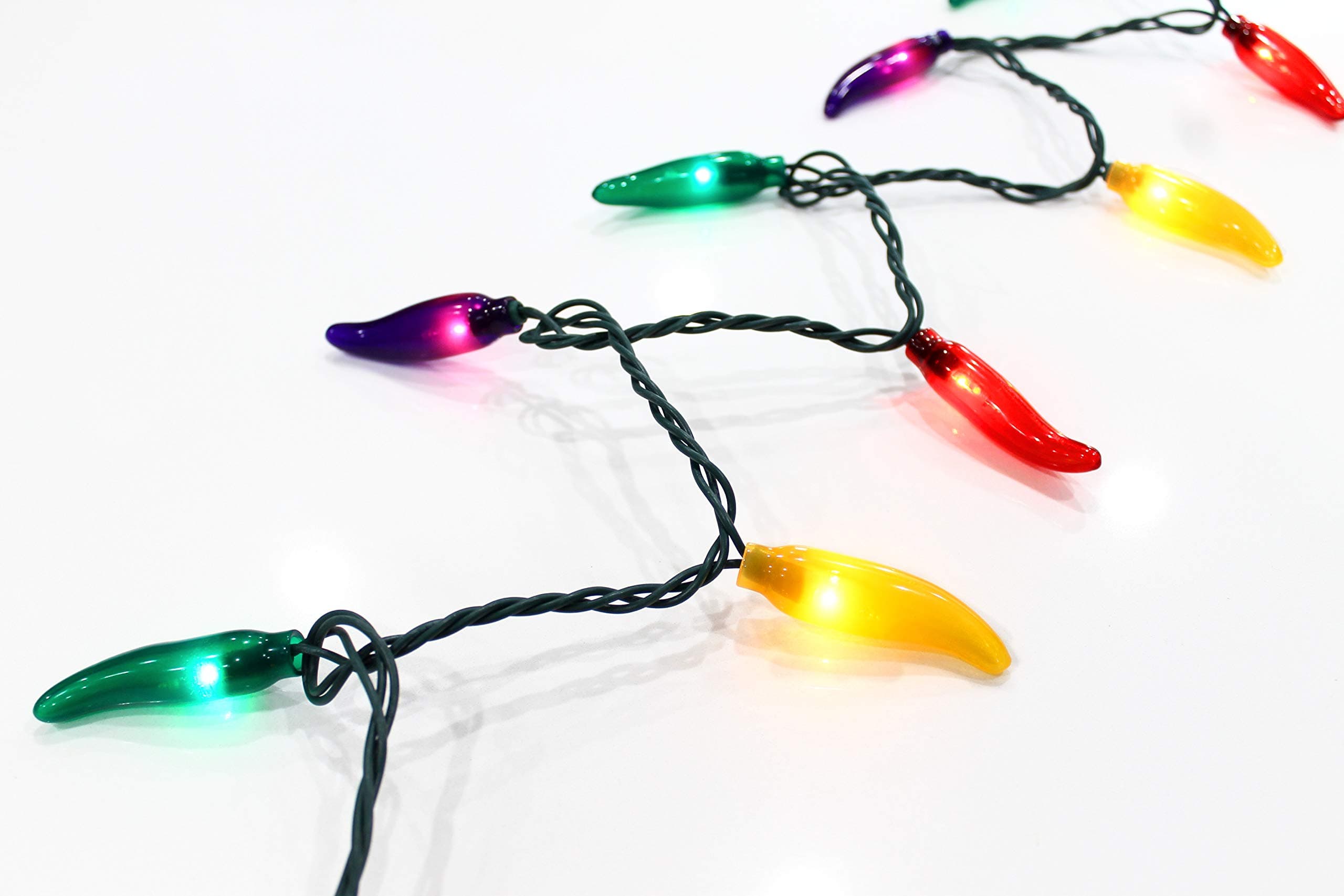 Chili Pepper Party String Lights, Plug-In, 35 Red Green Purple Yellow Bulbs