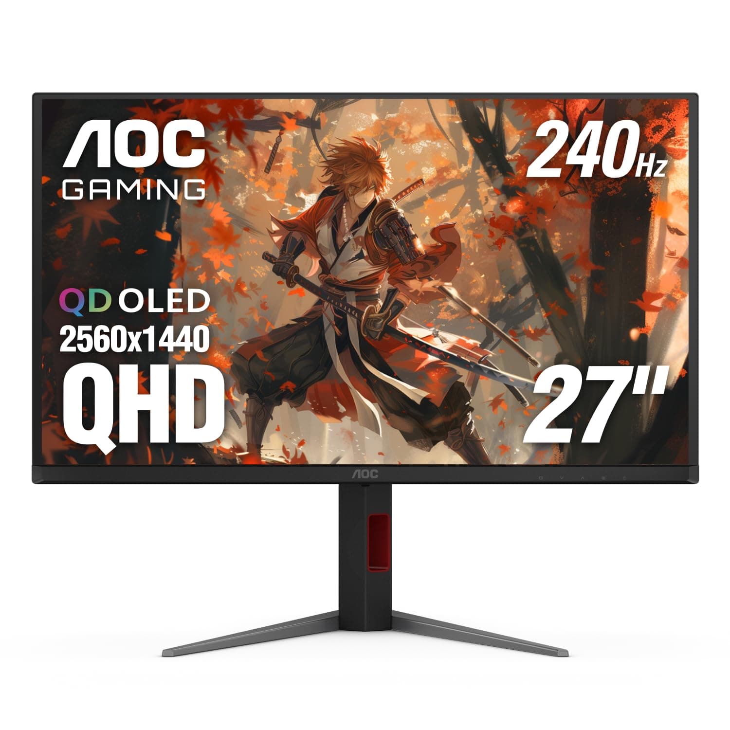 AOC Q27G4ZD 27" QD OLED Gaming Monitor, QHD 2560 x 1440, 240Hz 0.03ms, HDMI 2.0 x2, Display Port x2, G-Sync Compatible, Console Gaming Ready, 3-Year Zero-Bright-Dot