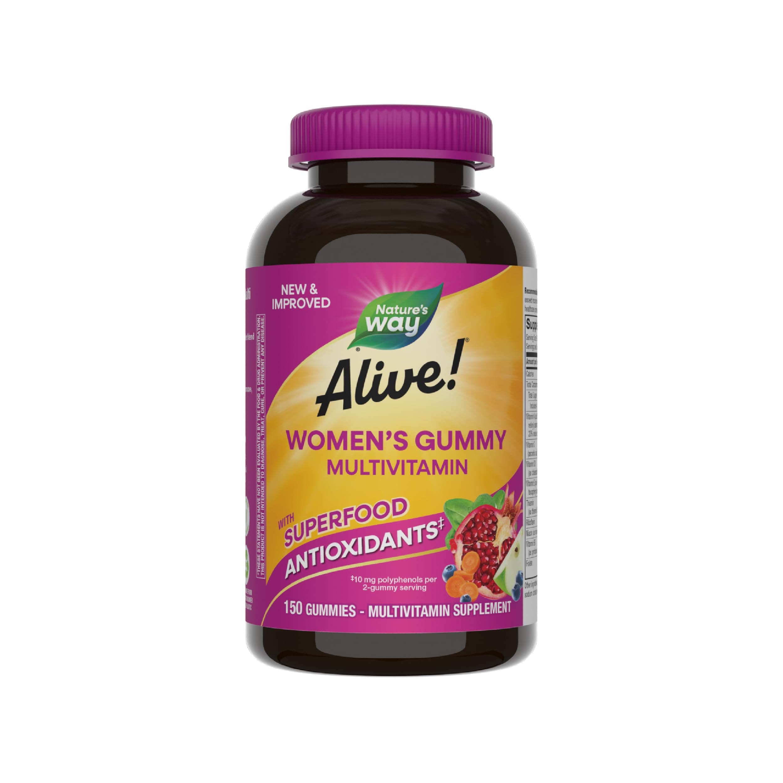 Nature's Way Natureâ€™s Way Alive! Womenâ€™s Gummy Multivitamins, Vitamins & Minerals, Supports Whole Body Wellness*, Vegetarian, Mixed Berry Flavored, 150 Gummies
