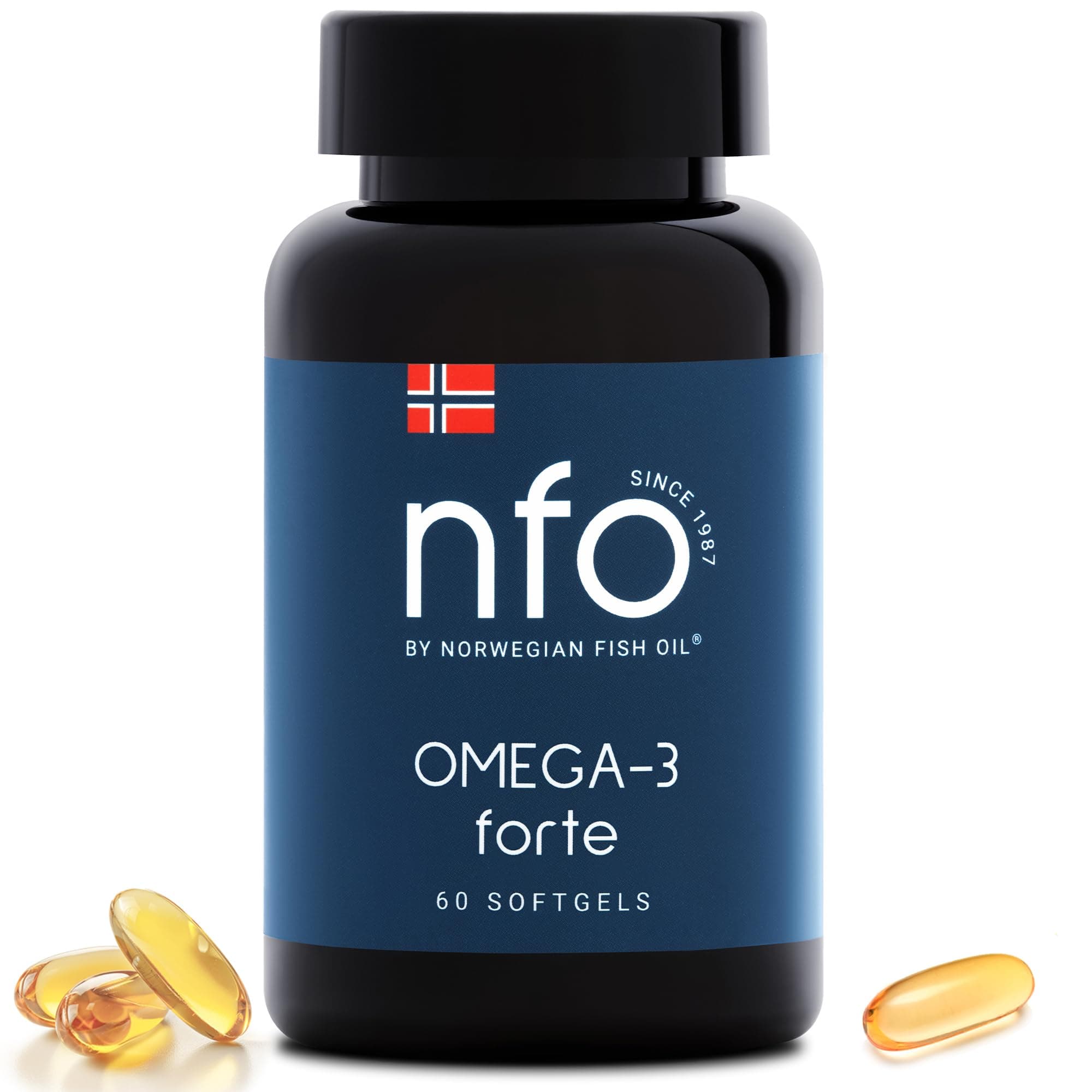 NFO Omega 3 Forte – 360 Capsules | High Strength Fish Oil from Norway | EPA DHA with Vitamin E | One Capsule Daily | Value Pack (1er-Pack, Rindergel., 60 St.)