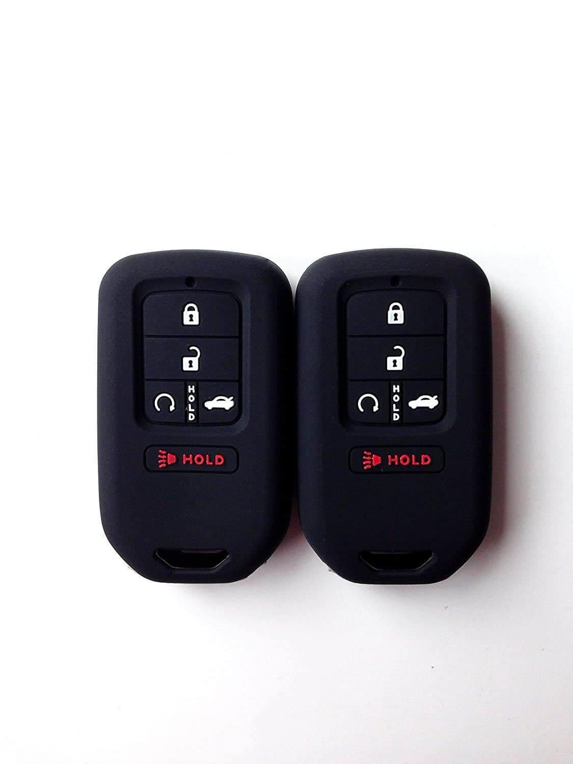 Autobase Silicone Key Fob Cover for Honda Accord Civic CR-V CRV Pilot Passport Insight EX EX-L Touring | Car Accessory | Key Protection Case - 2 Pcs (Black)