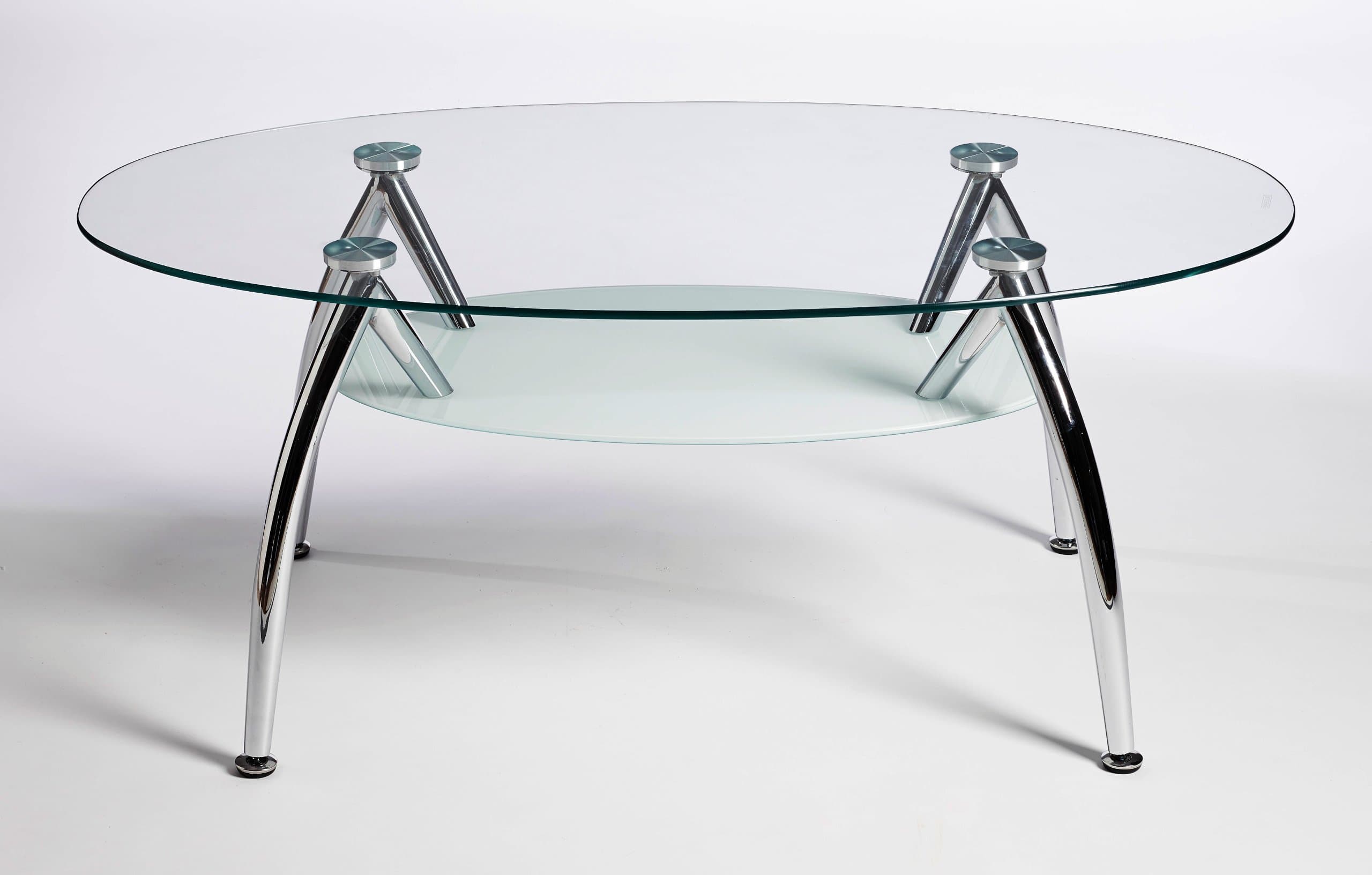 Designer Oval Glass Stainless Steel Coffee Table