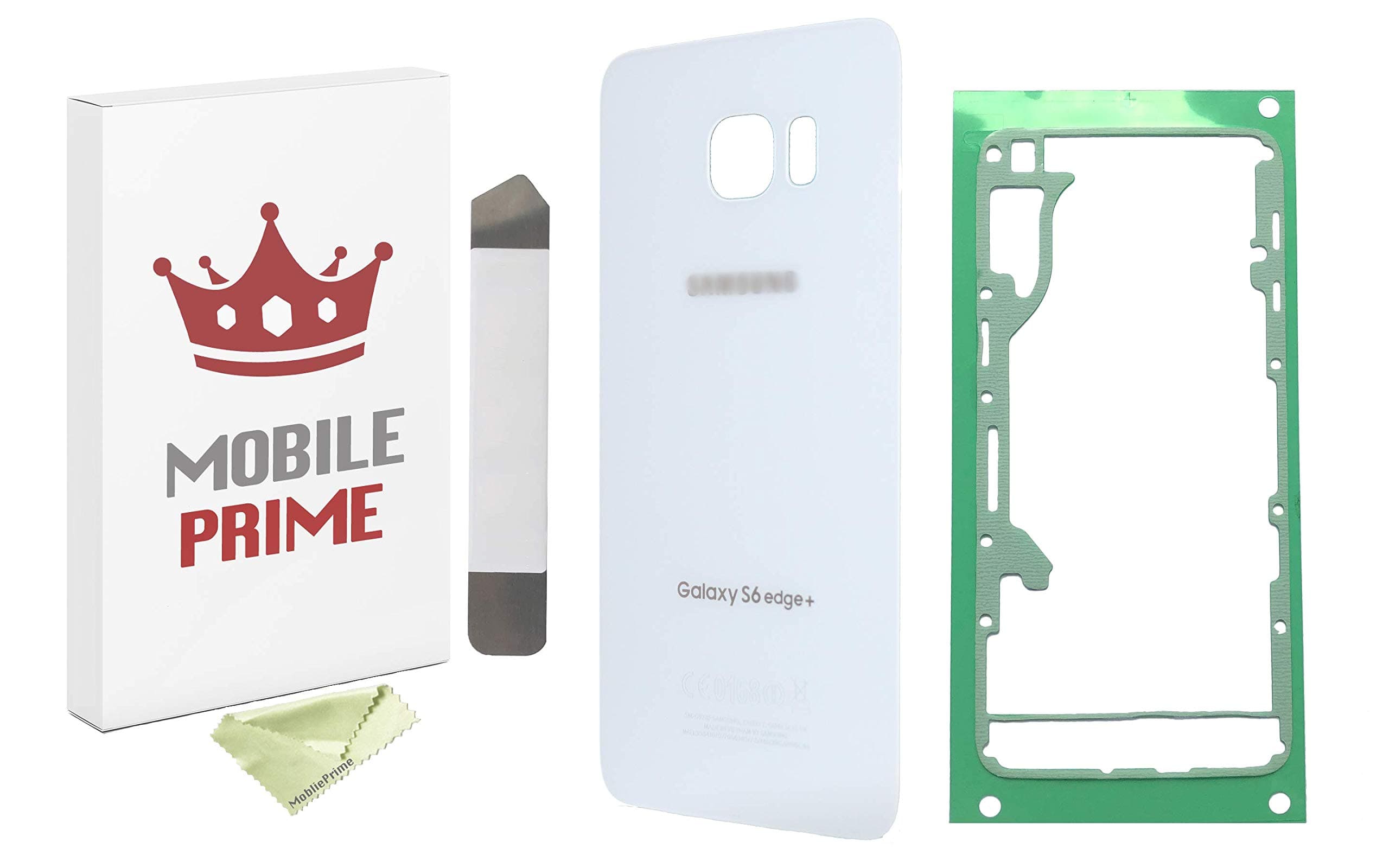 MobilePrime Rear Hardened Tempered Glass Back Cover Replacement Kit with Adhesive and Pry Tool Compatible for Samsung Galaxy S6 Edge Plus G928A G928P G928V G928T G928F All Carriers (White)