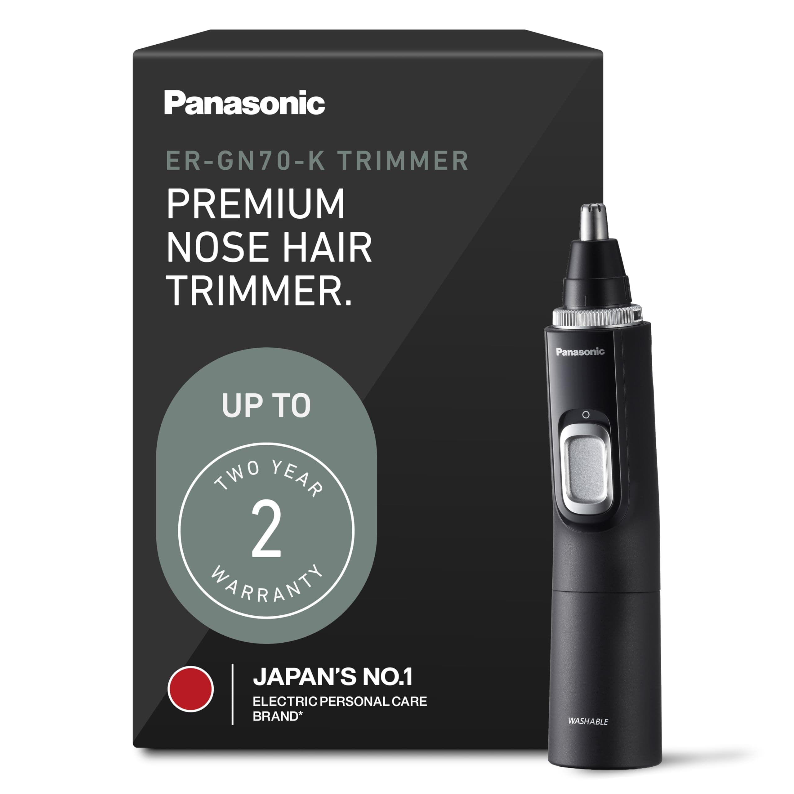Panasonic Ear and Nose Hair Trimmer for Men with Vacuum Cleaning System, Powerful Motor and Dual-Edge Blades for Smoother Cutting, Wet/Dry – ER-GN70-K (Black)