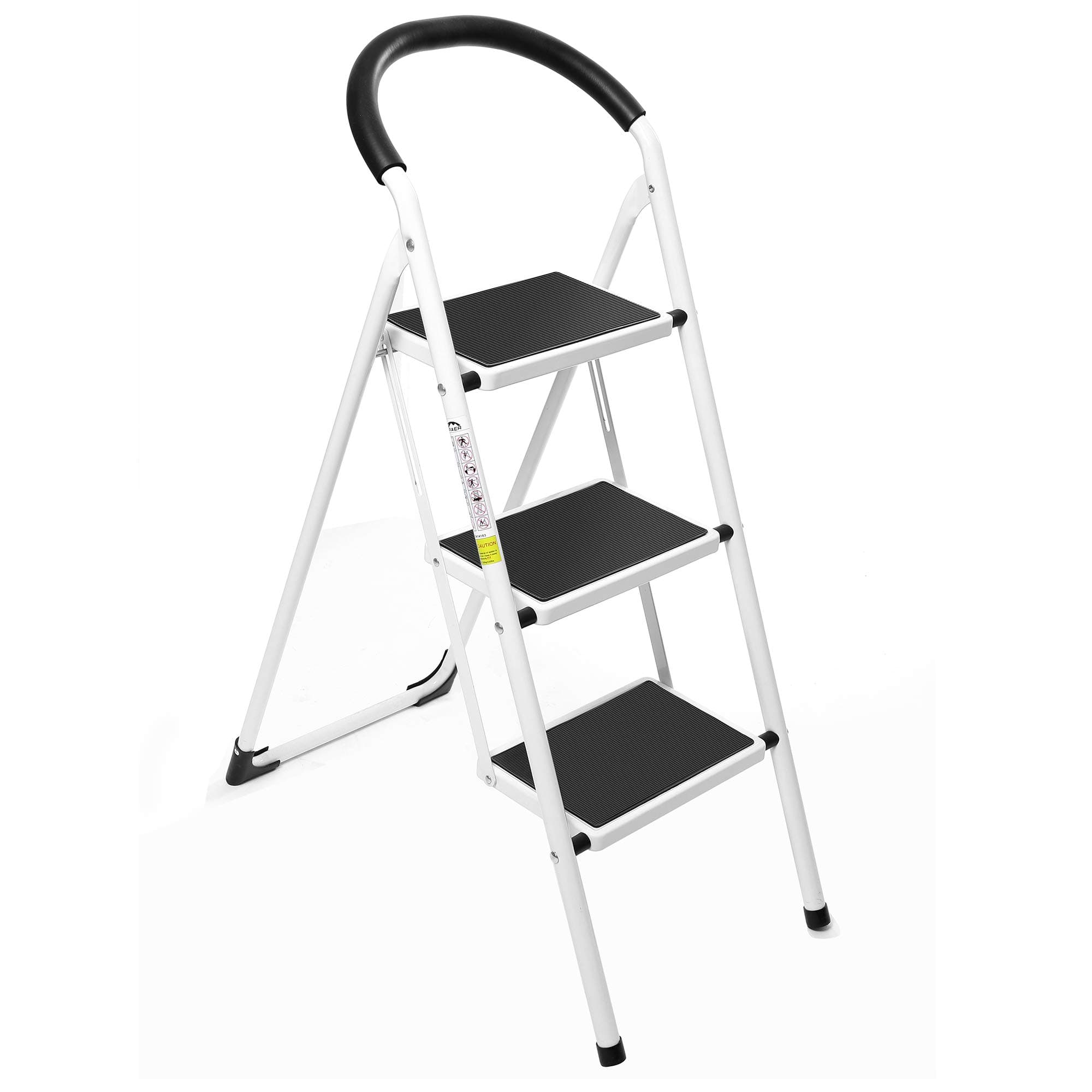 ARAER 3 Step Ladder, Max Load: 330lbs 3 Feet Stepladders with Anti-Slip Pedal and Handgrip, Perfect for Kitchen, Home and Office