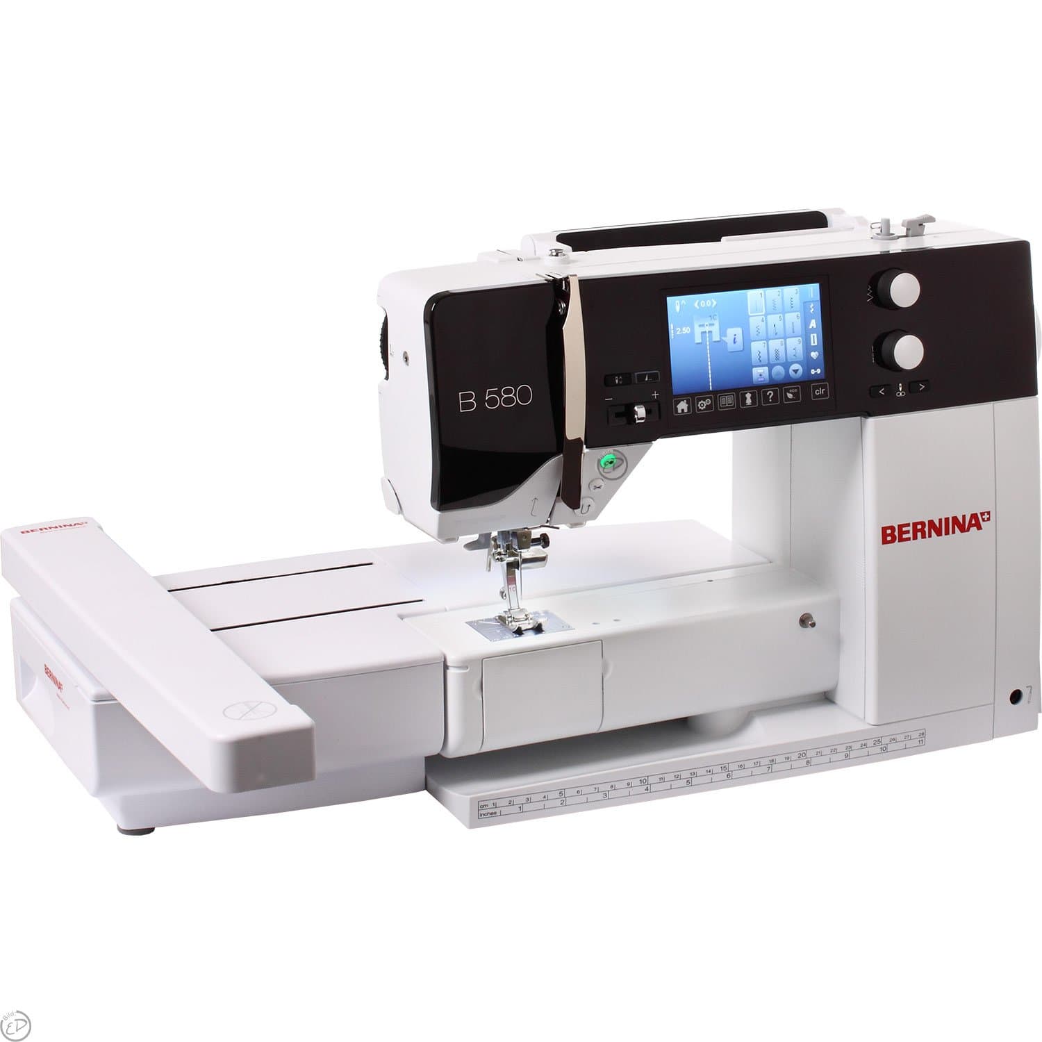 Bernina Computer sewing and embroidery machine with embroidery module.
